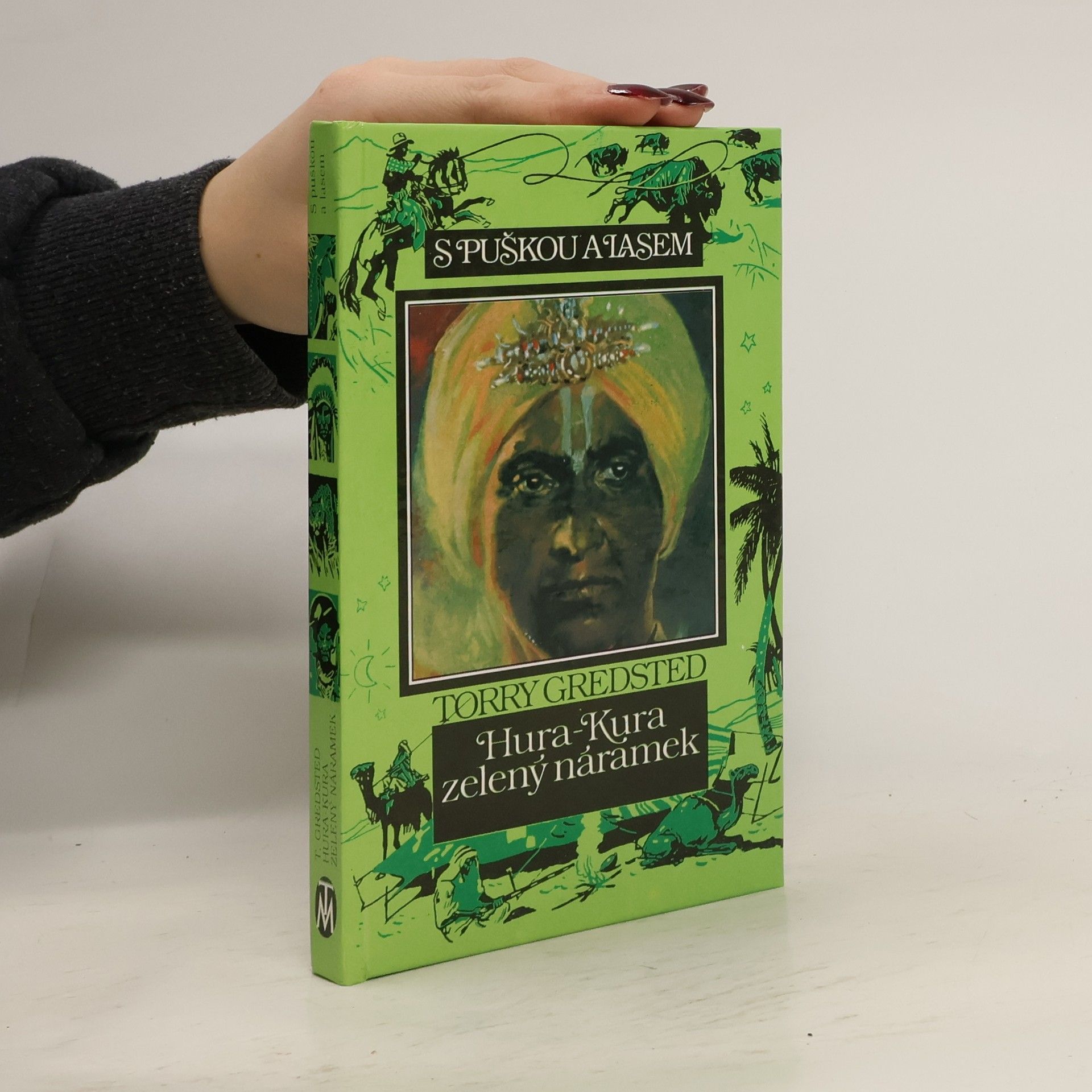 Hura-Kura zelený náramek. S puškou a lasem