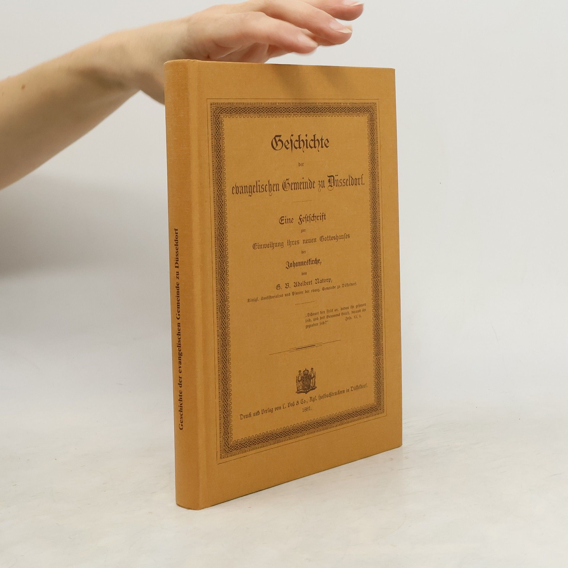 Adelbert Natorp Geschichte der evangelischen Gemeinde zu Düsseldorf