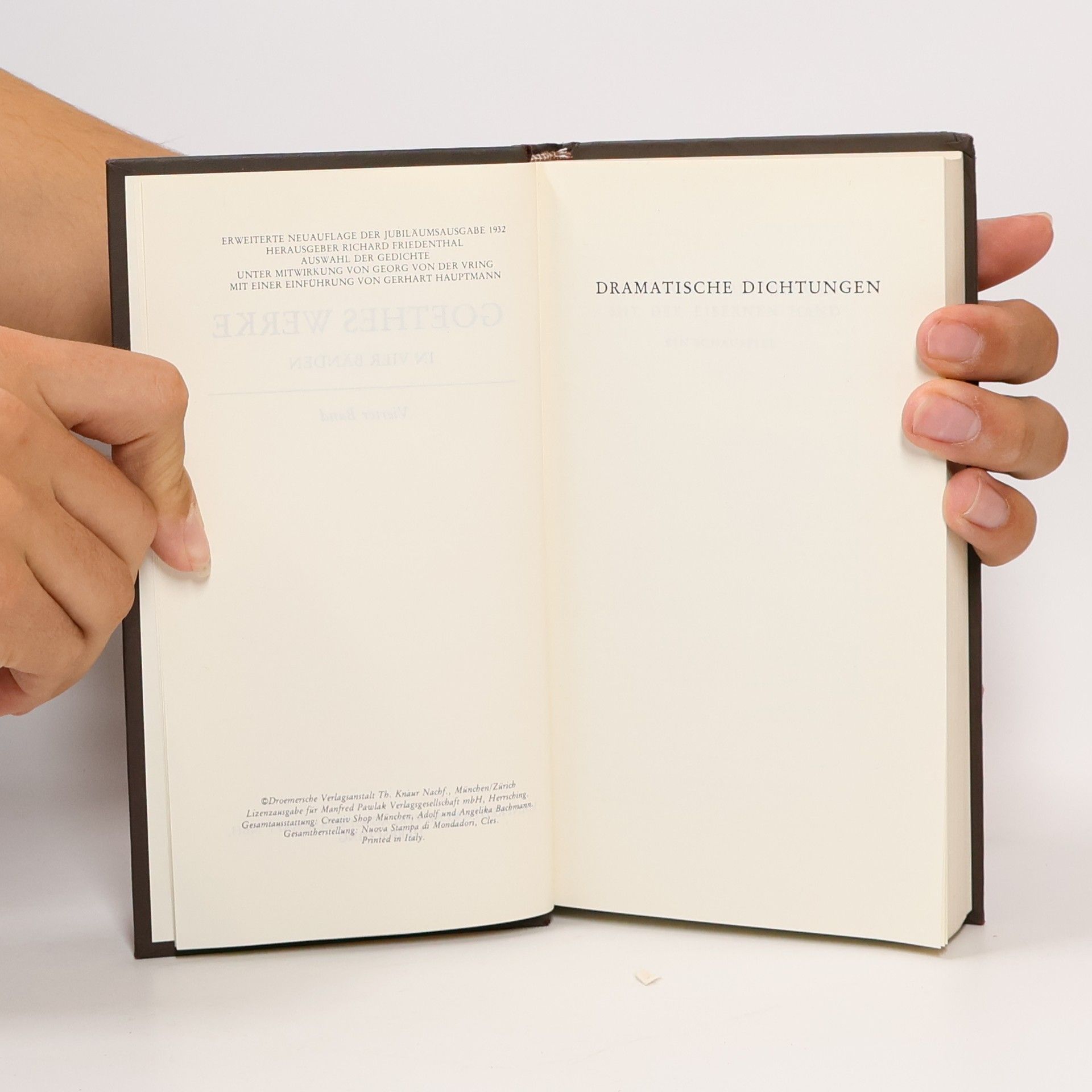 Johann Wolfgang von Goethe Goethes Werke in vier Bänden. Dramatische Dichtungen Naturwissenschaft IV.