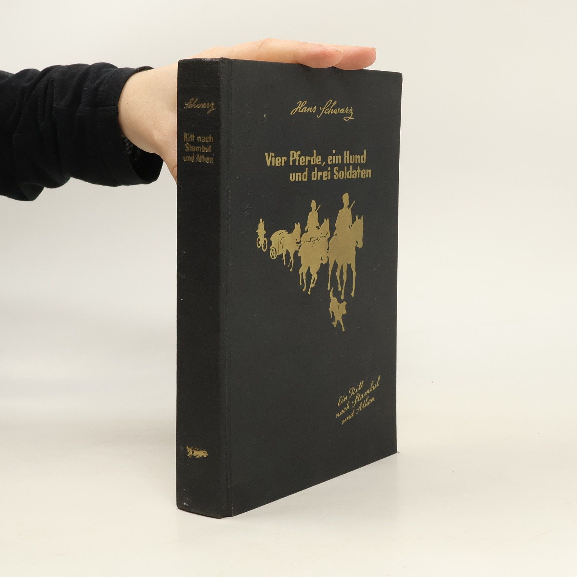 Vier Pferde, ein Hund und drei Soldaten