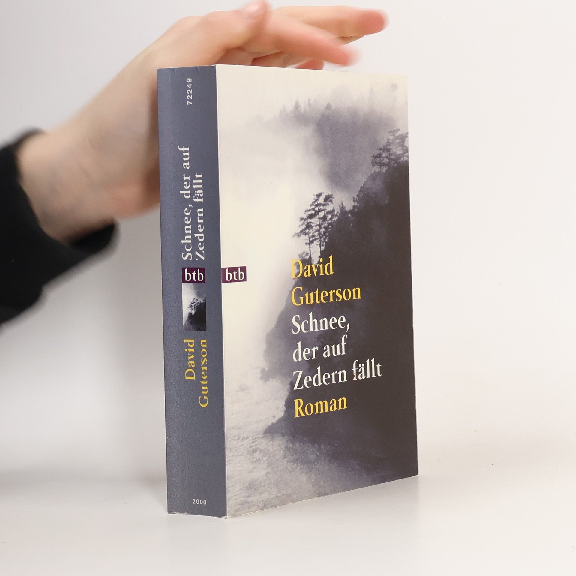 Schnee, der auf Zedern fällt