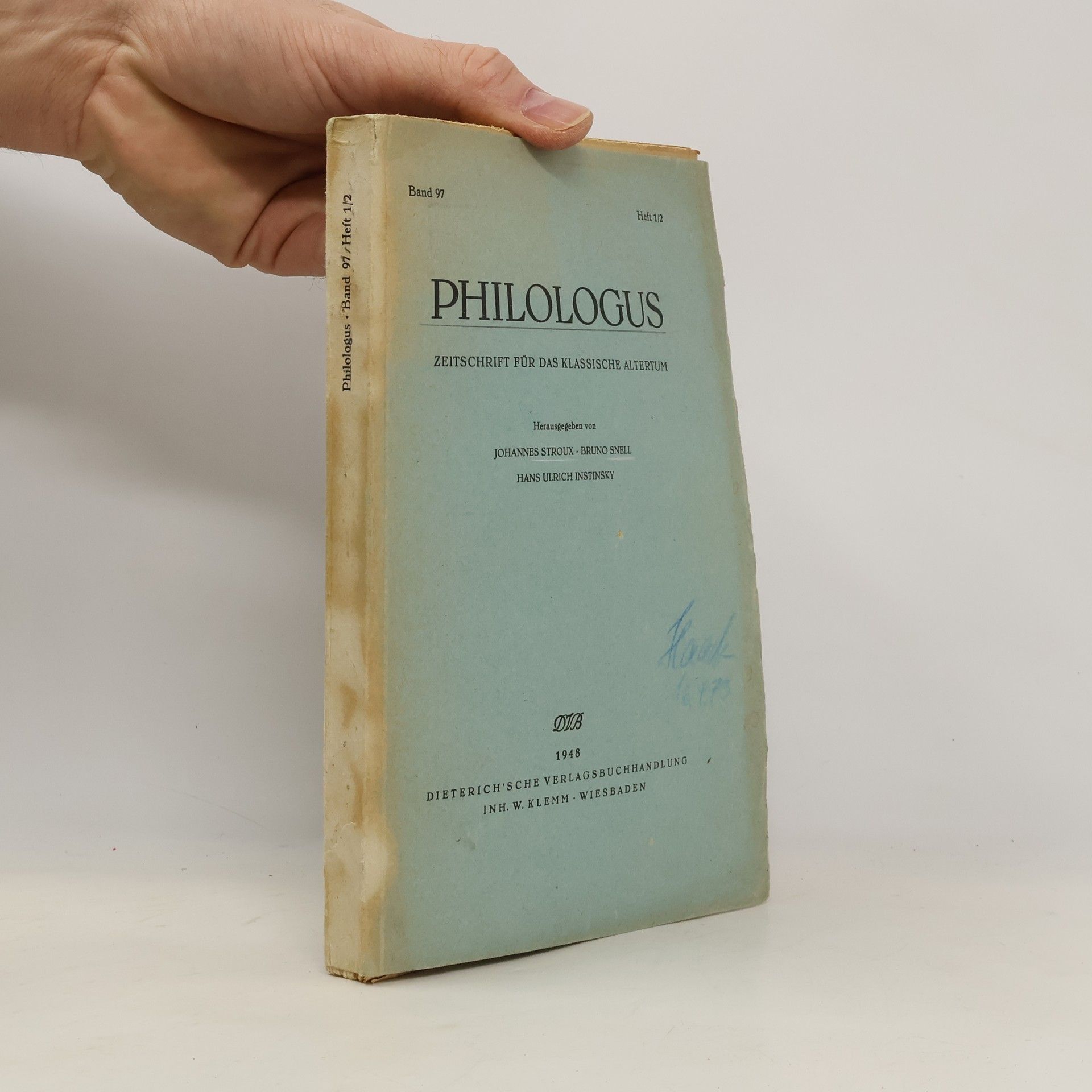 Collectif d'auteurs Philologus, Zeitschrift für das klassische Altertum Band 97