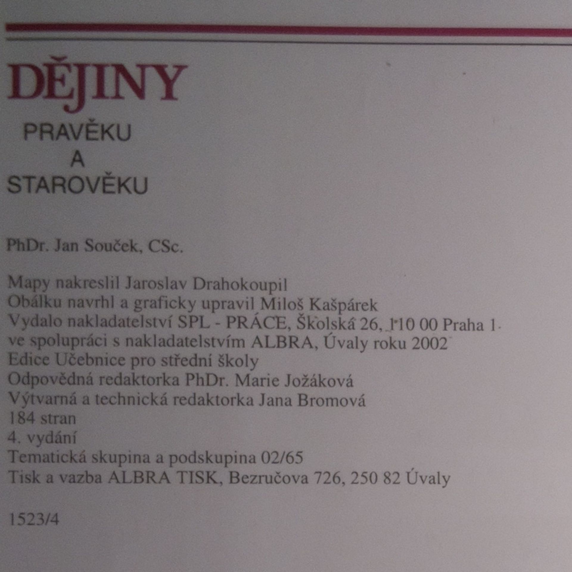 Jan Souček Dějiny pravěku a starověku