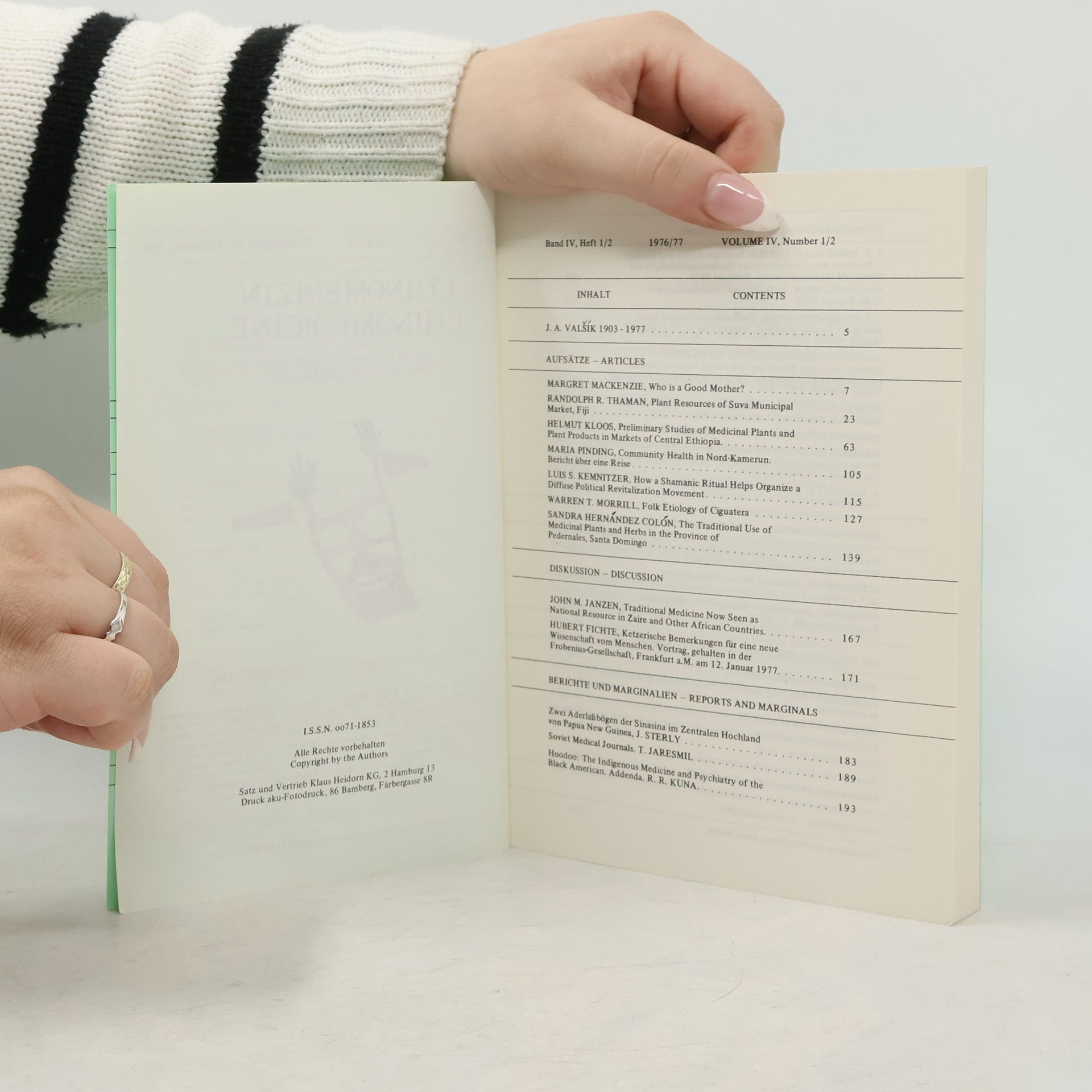 Autorenkollektiv Ethnomedizin. Ethnomedicine IV/1976-77
