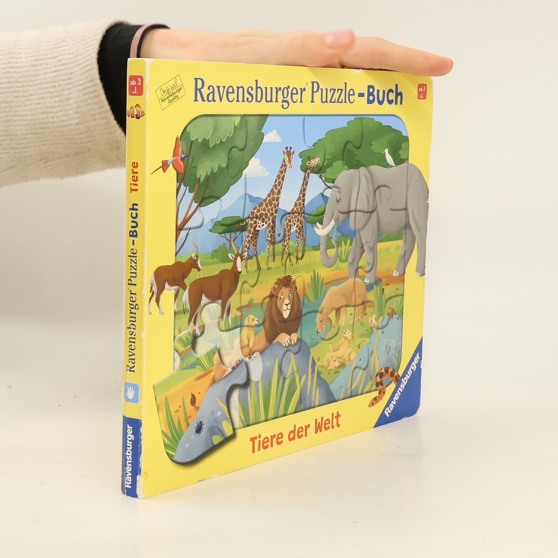 Steffi Korda Ravensburger Puzzle-Buch: Tiere der Welt - Kinderbuch ab 3 Jahren, Puzzle mit 12 Teilen, Spielbuch, Wimmelbuch, Pappbilderbuch