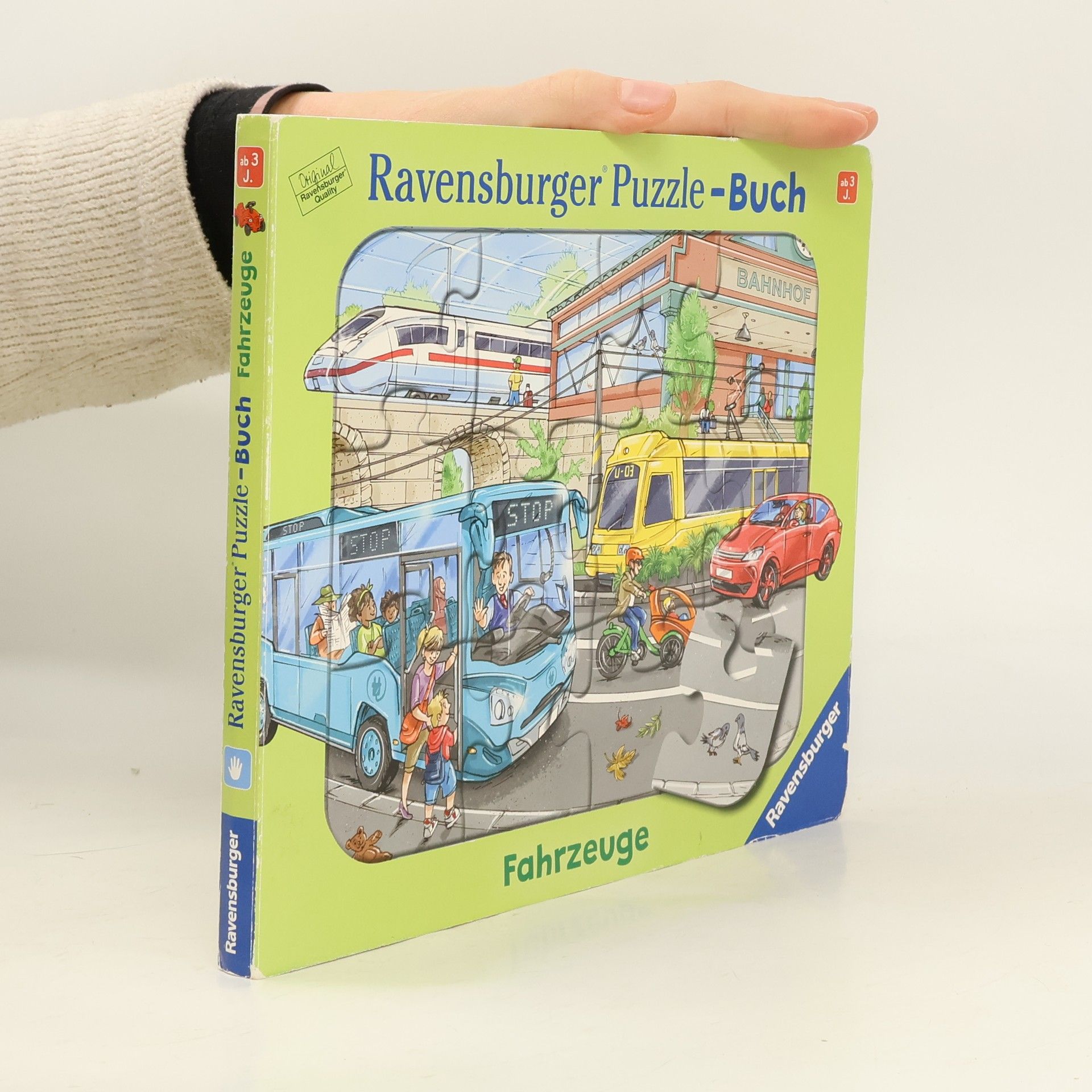 Steffi Korda Ravensburger Puzzle-Buch: Fahrzeuge - Kinderbuch ab 3 Jahren, Puzzle mit 12 Teilen, Spielbuch, Wimmelbuch, Pappbilderbuch