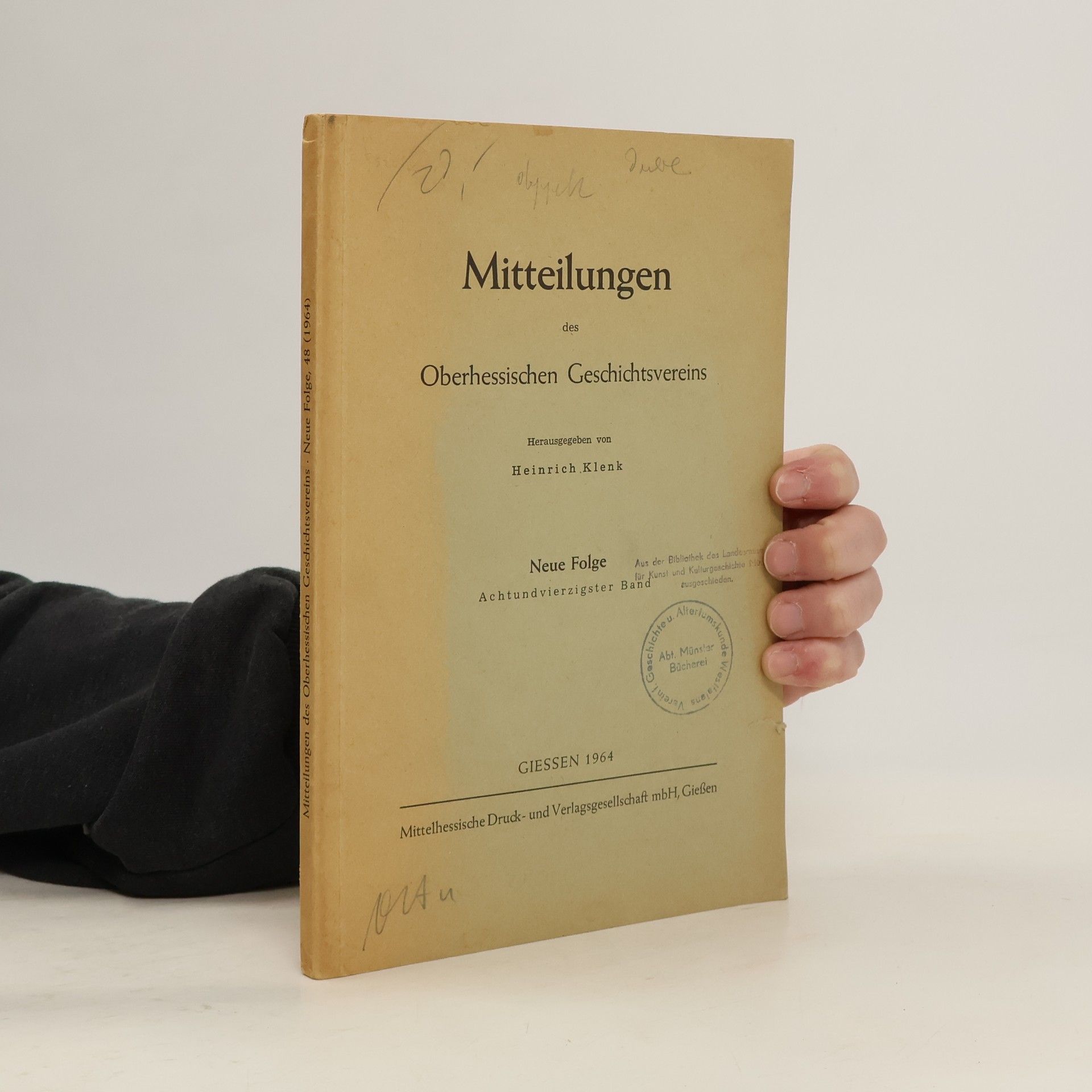 Heinrich Klenk Mitteilungen des Oberhessischen Geschichtsvereins 48