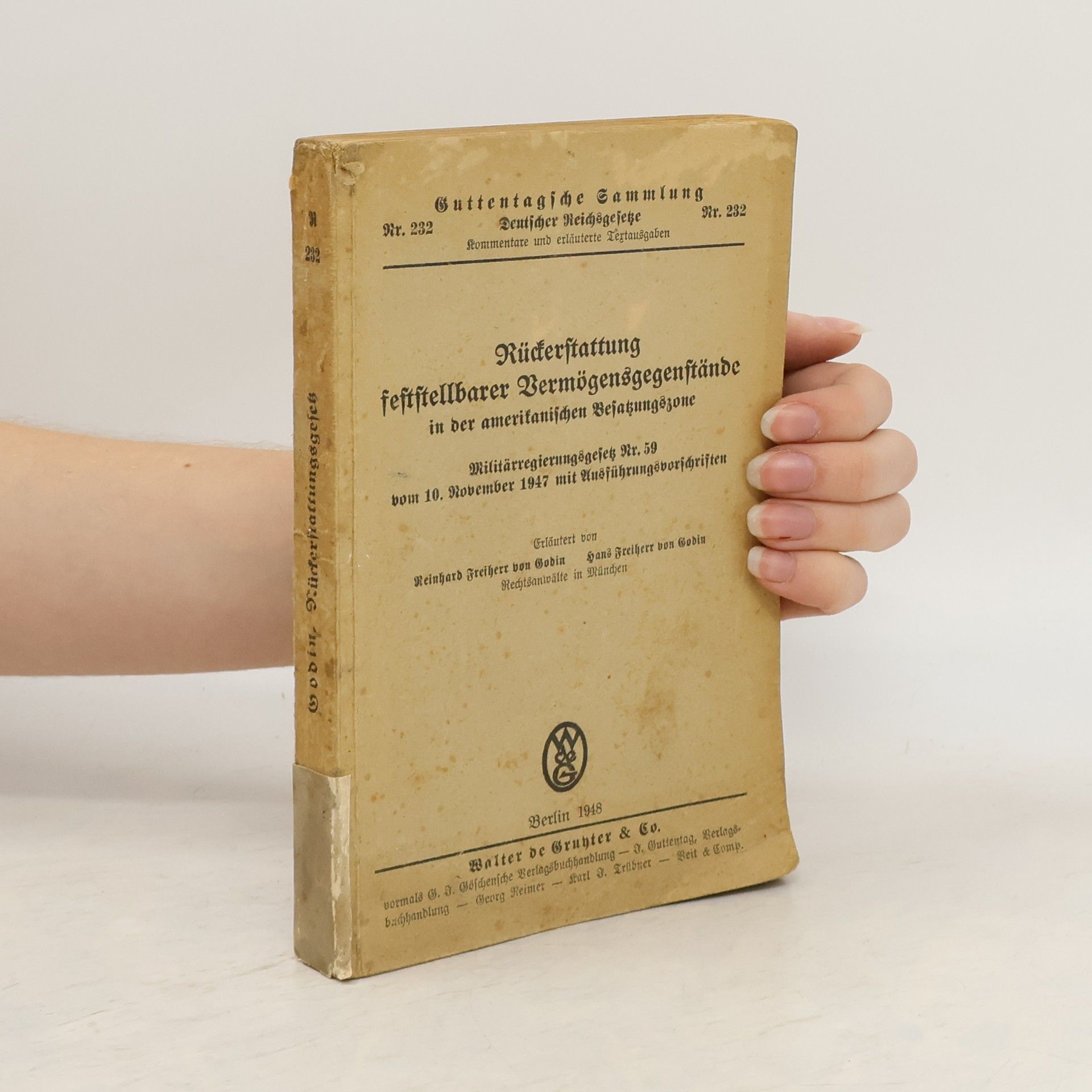 Collectif d'auteurs Rückerstattung feststellbarer Vermögensgegenstände in der amerikanischen Besatzungszone