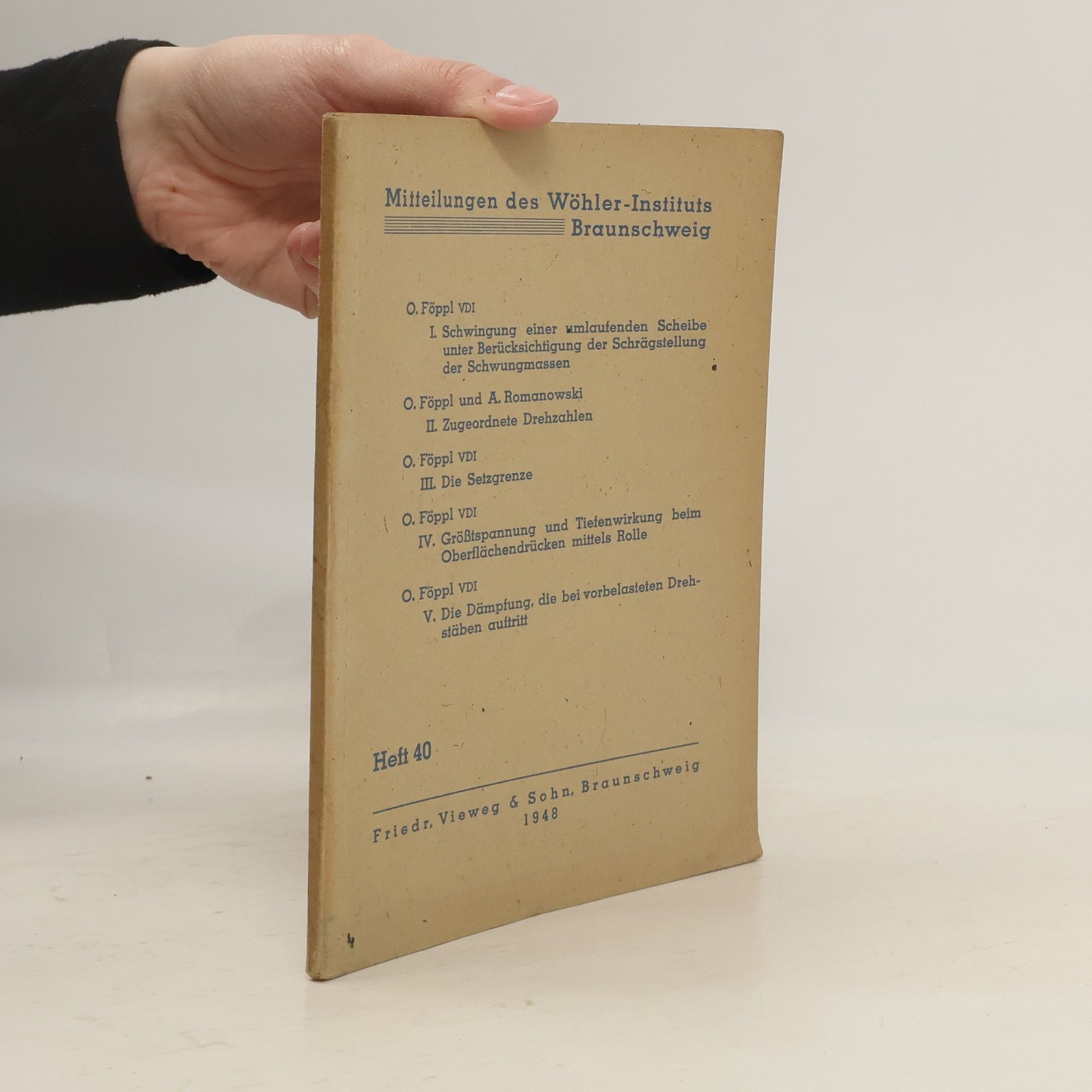 Autorenkollektiv Mitteilungen des Wöhler-Instituts Braunschweig. Heft 40