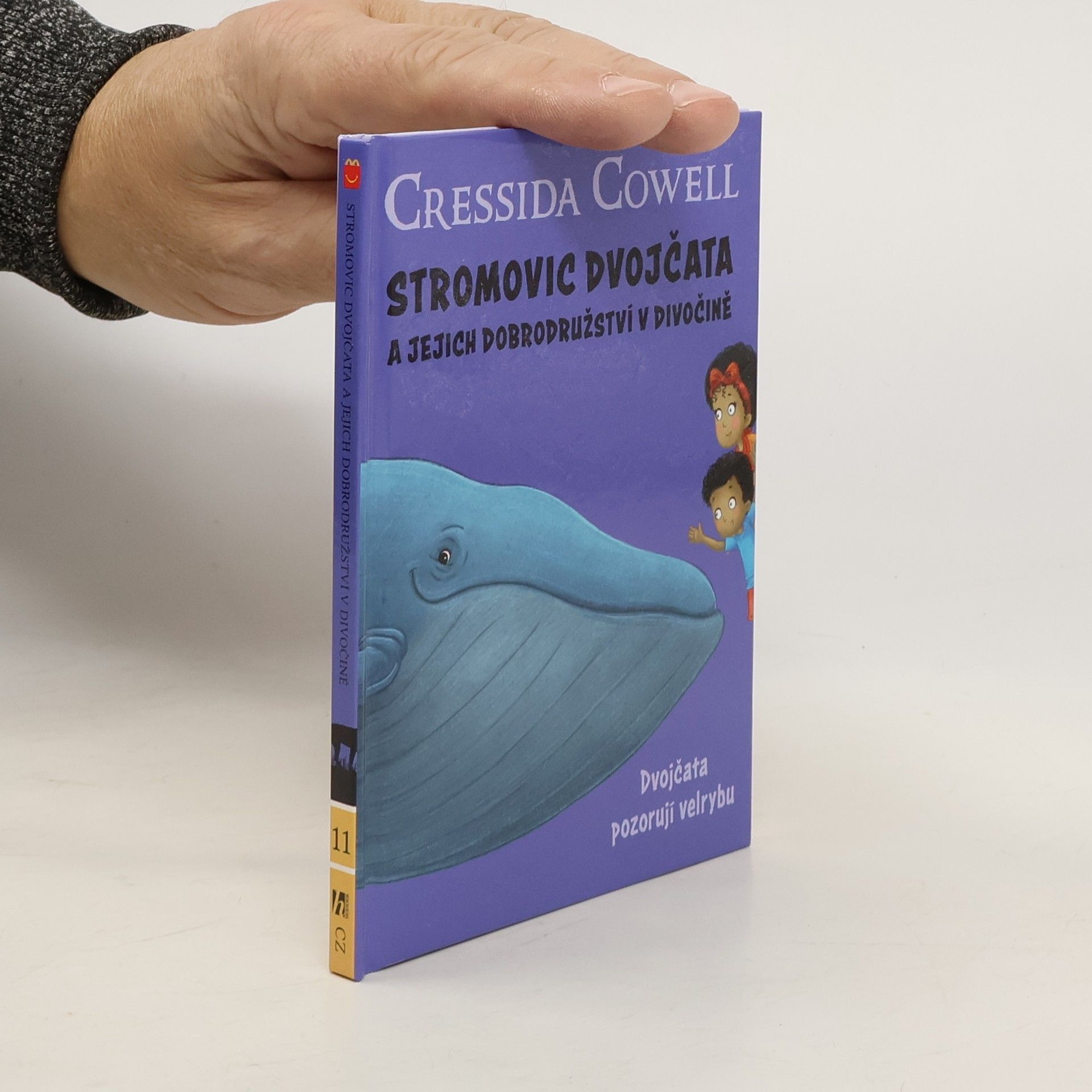 Cressida Cowell Stromovic dvojčata a jejich dobrodružství v divočině. Dvojčata pozorují velrybu