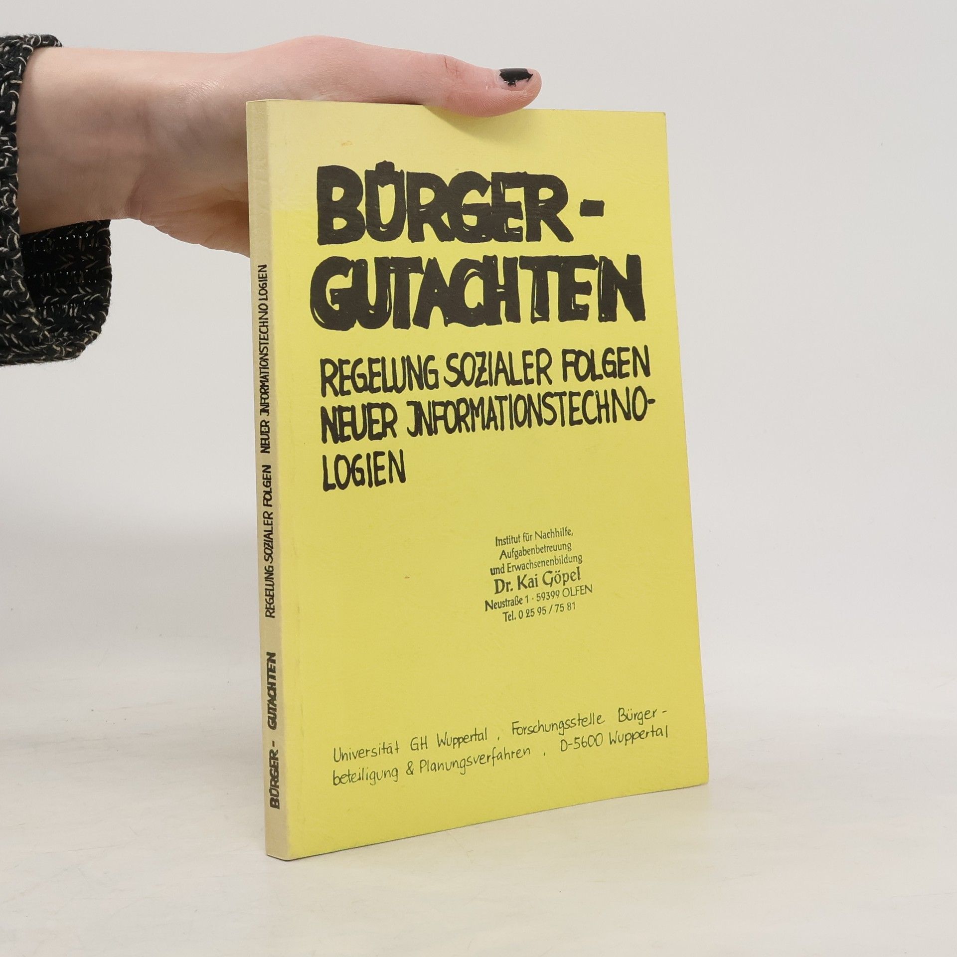 Bürgergutachten Regelung sozialer Folgen neuer Informationstechnologien