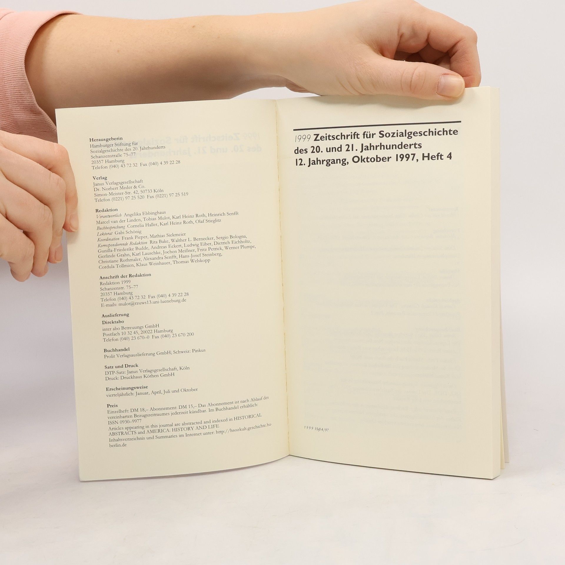 Autorenkollektiv 1999 Zeitschrift für Sozialgeschichte des 20. und 21. Jahrhunderts 4/97