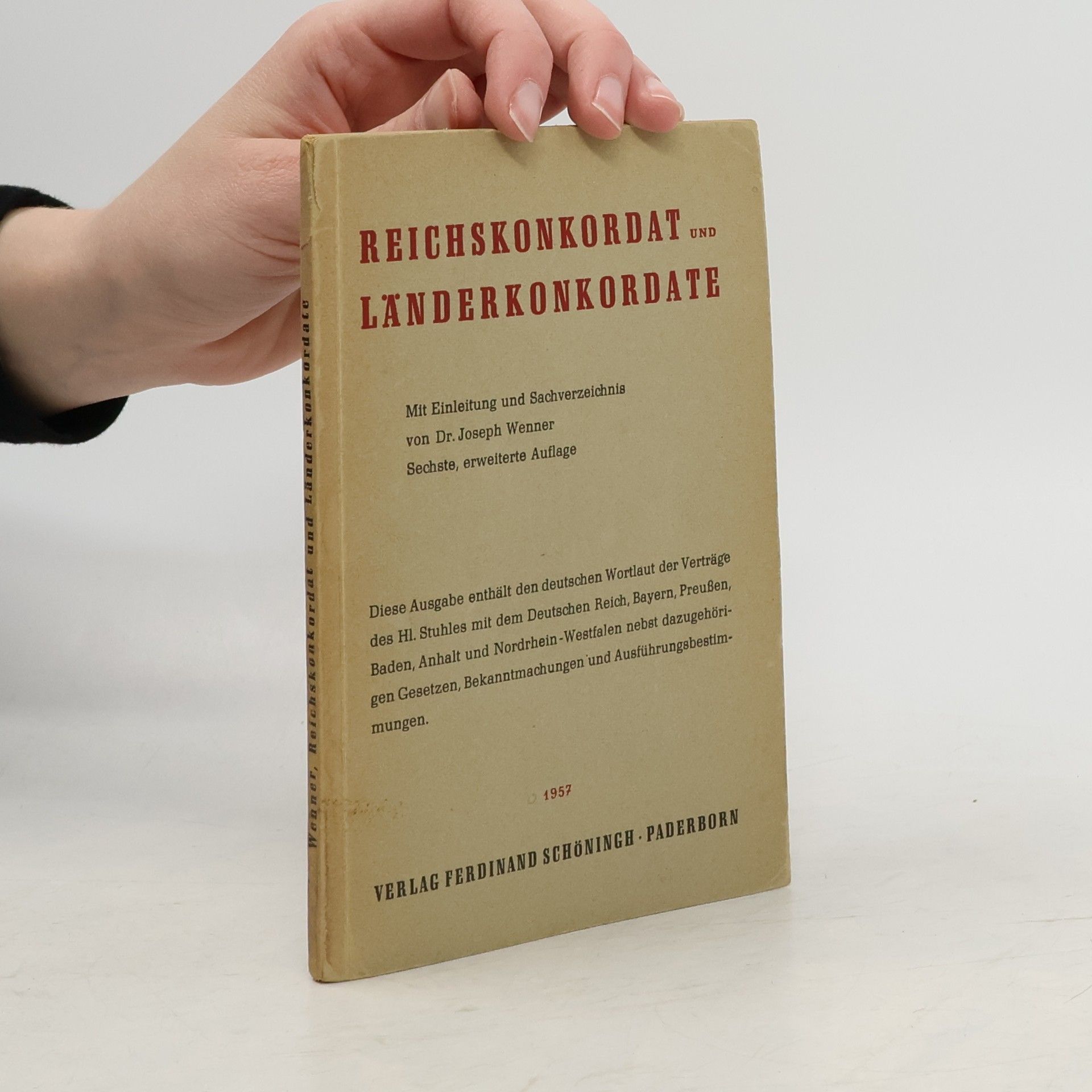 Joseph Wenner Reichskonkordat und Länderkonkordate