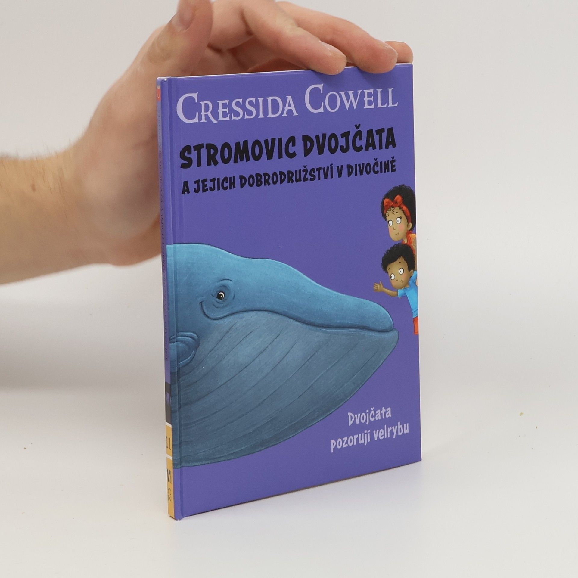 Cressida Cowell Stromovic dvojčata a jejich dobrodružství v divočině. Dvojčata pozorují velrybu