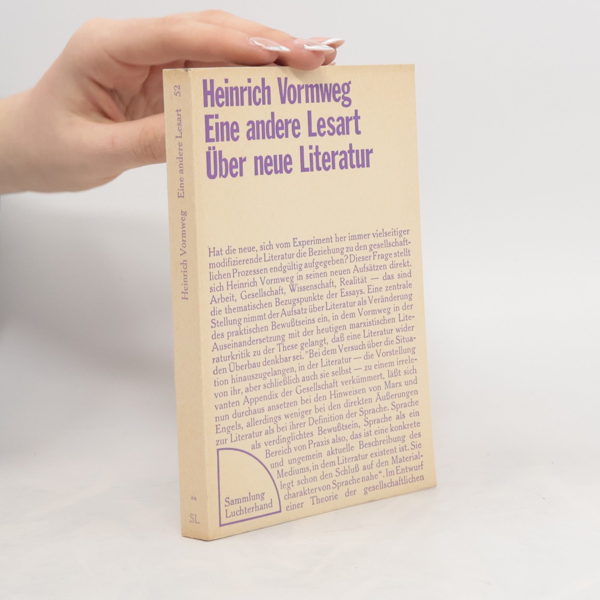 Heinrich Vormweg Eine andere Lesart Über neue Literatur