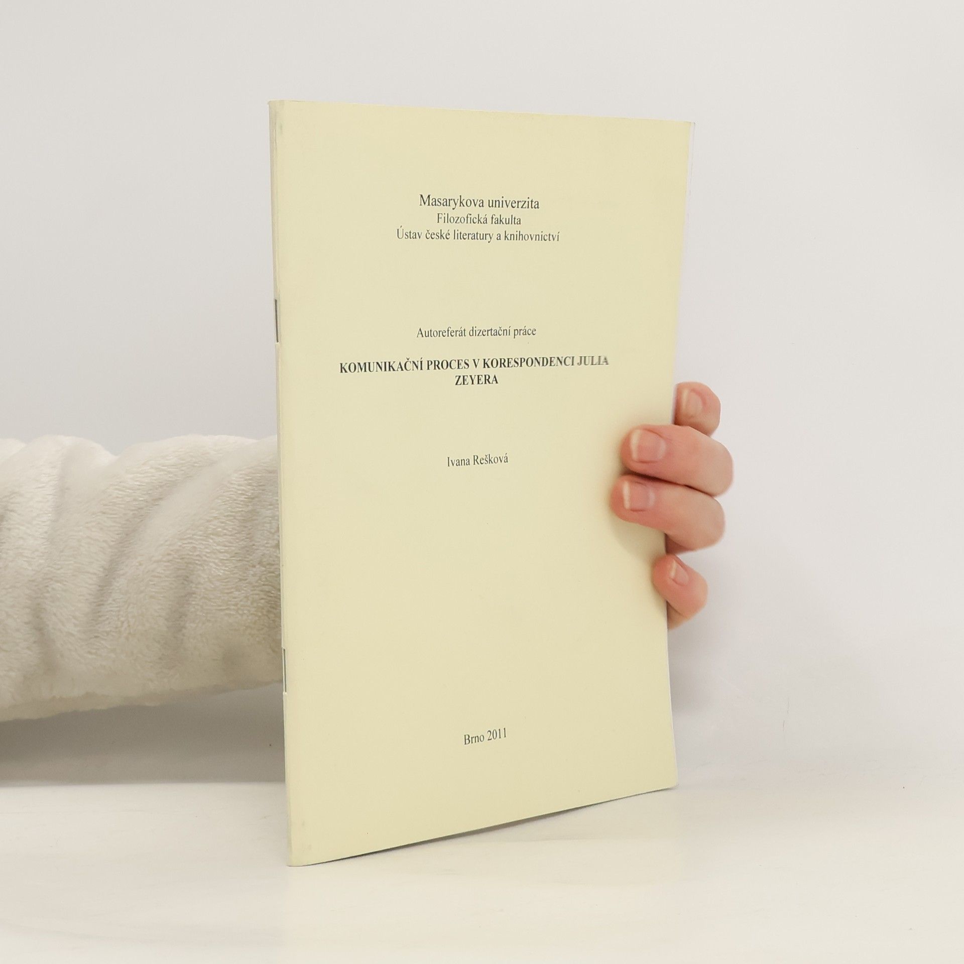 Komunikační proces v korespondenci Julia Zeyera