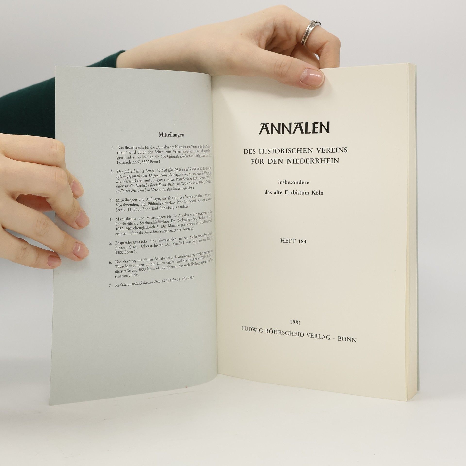 Autorenkollektiv Annalen: Des Historischen Vereins für den Niederrhein