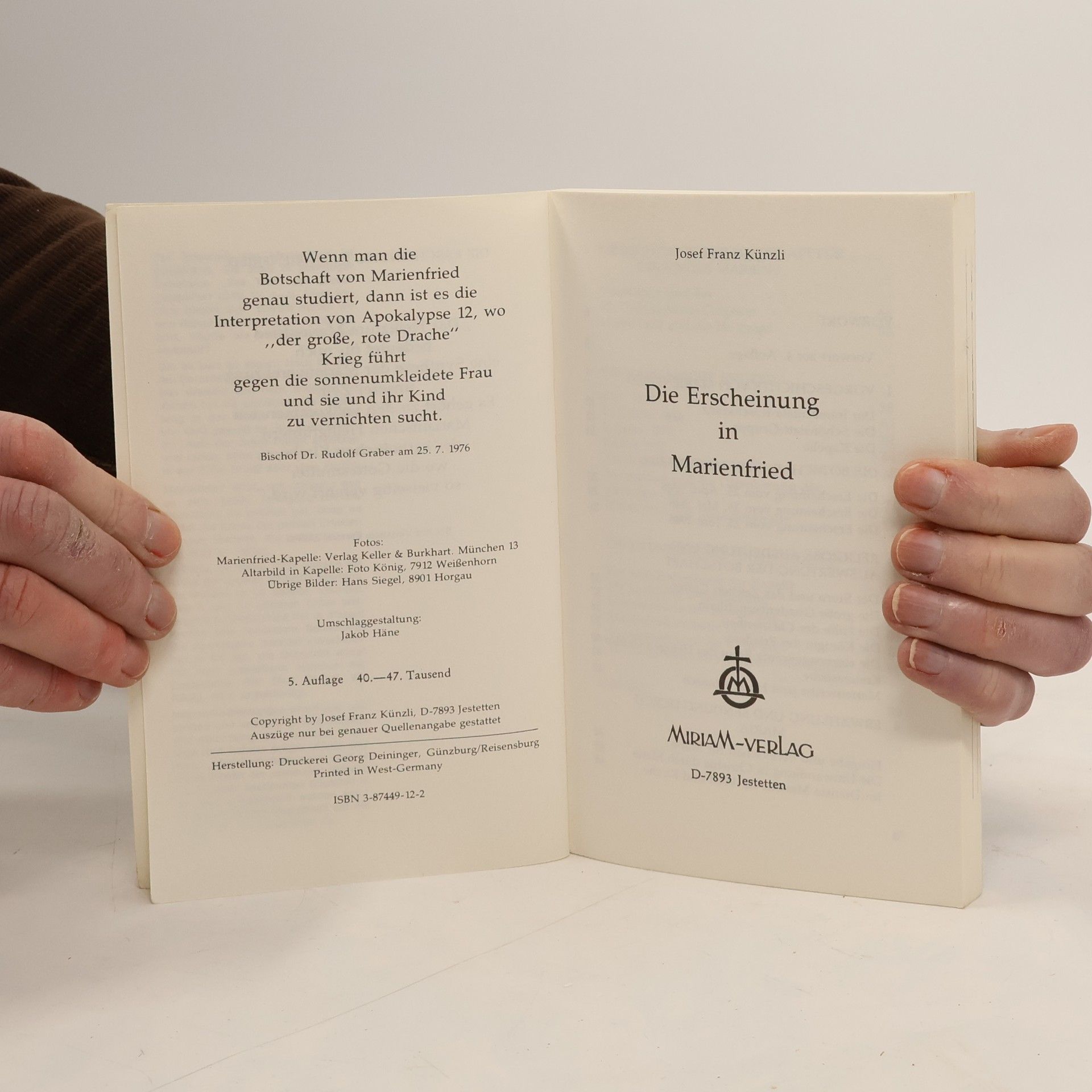 Josef Franz Künzli Die Erscheinung in Marienfried