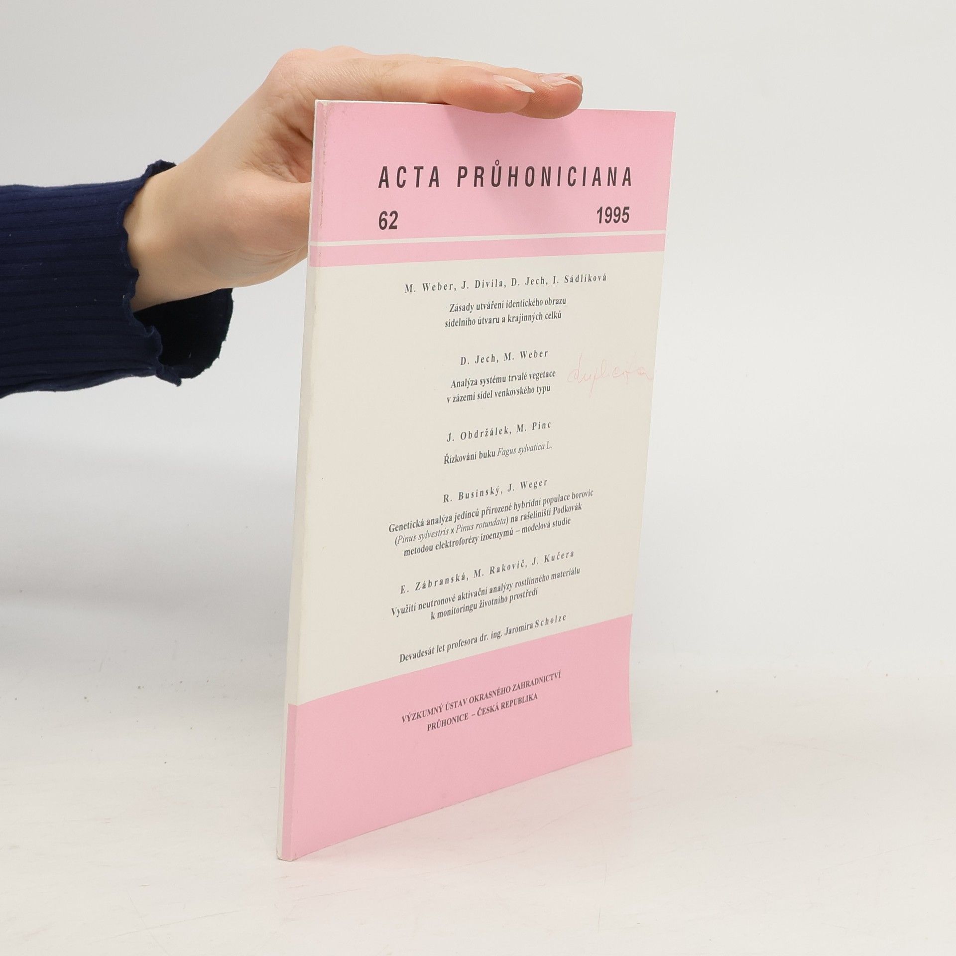 Auteurscollectief Acta Průhoniciana 62/1995