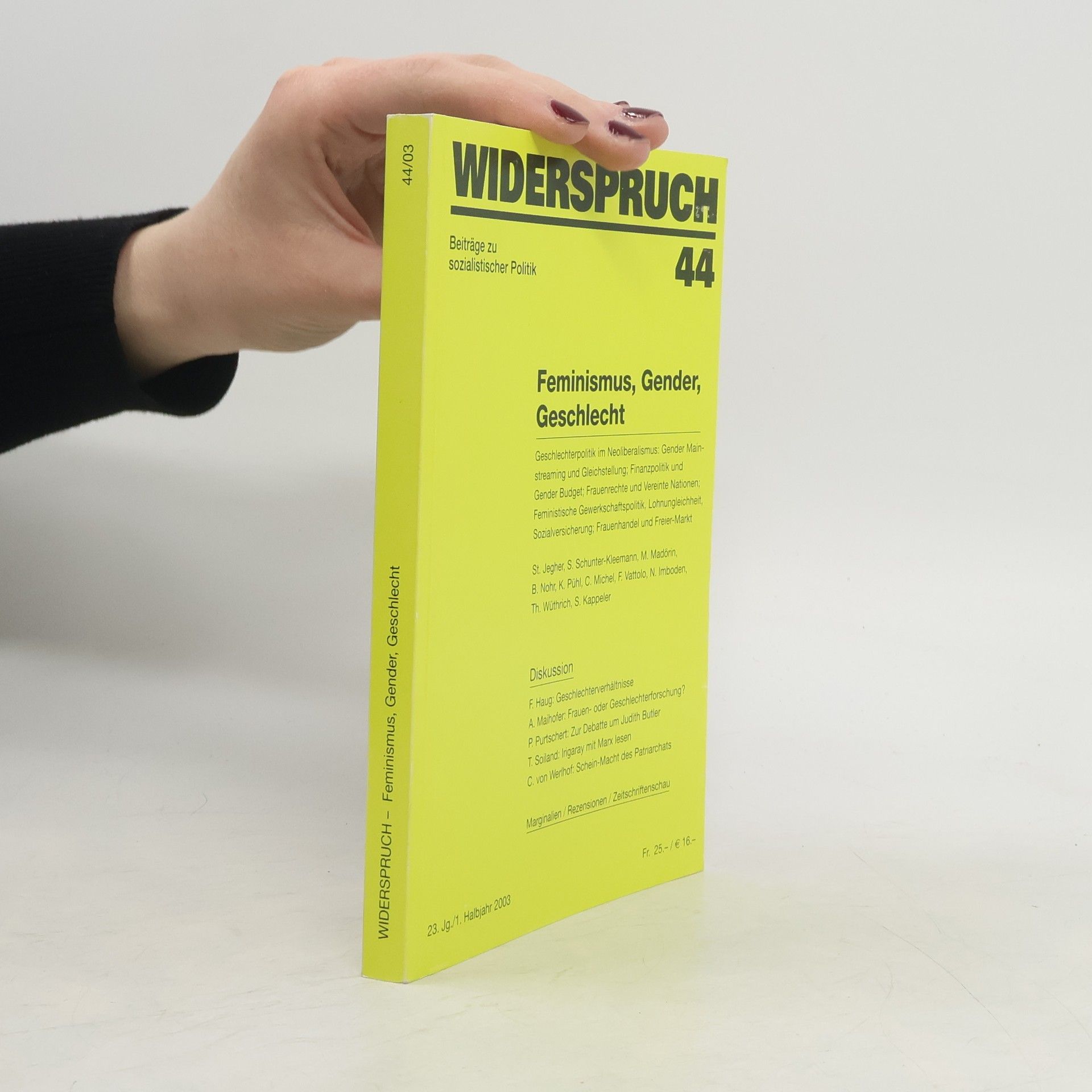 AA.VV. Widerspruch 44. Feminismus, Gender, Geschiecht