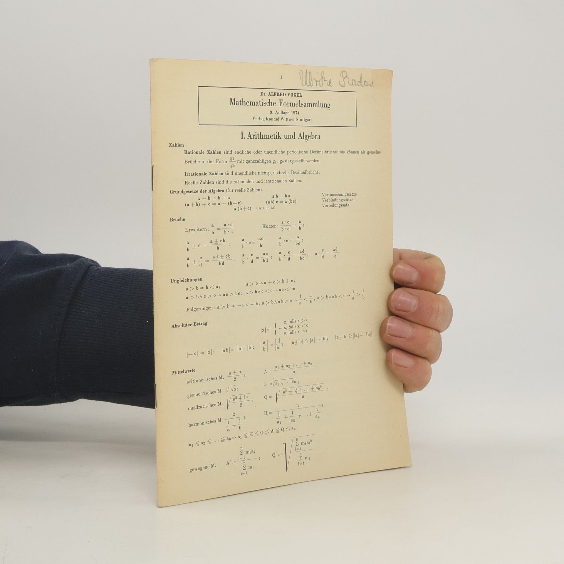 Auteurscollectief Mathematische Formelsammlung