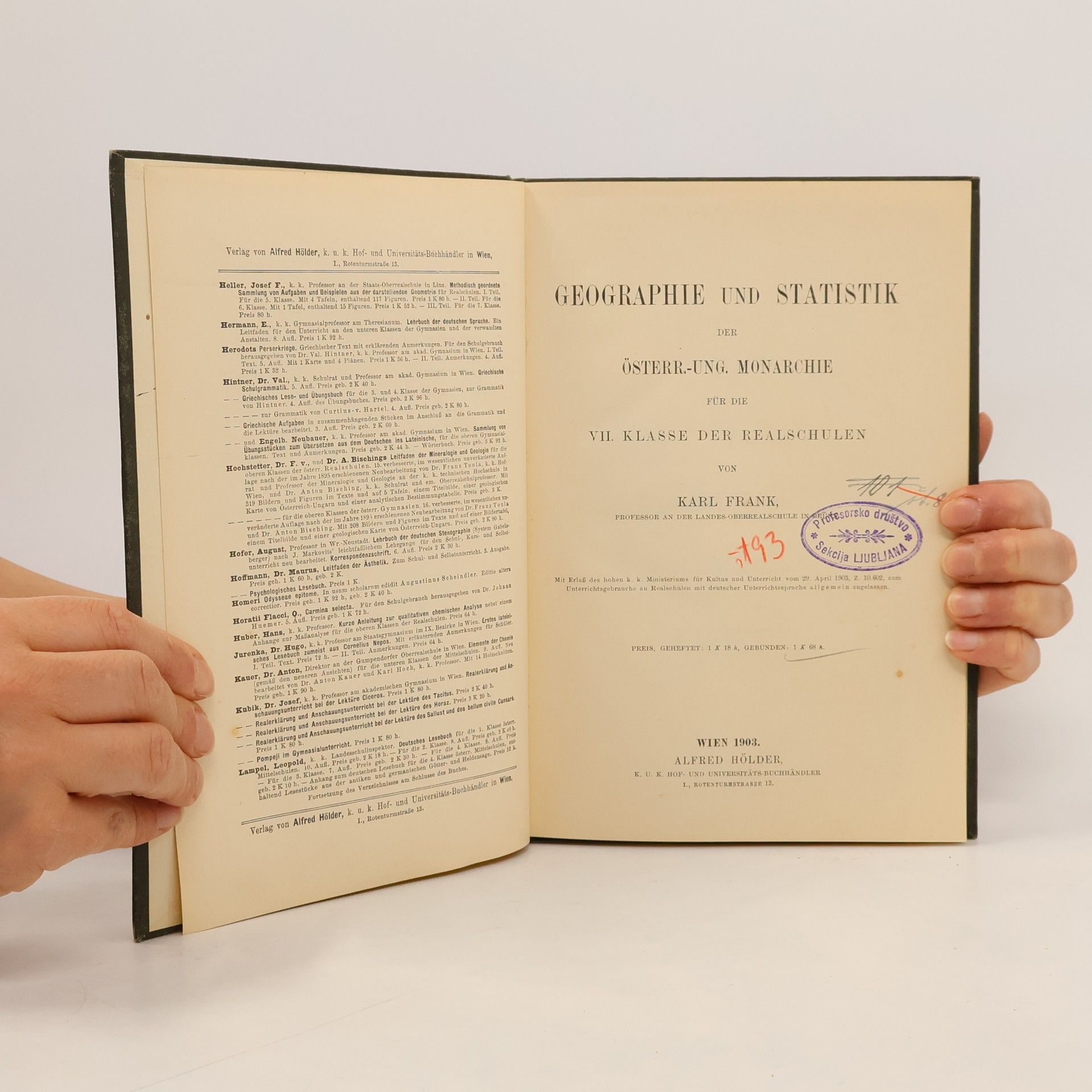Karl A. Frank Geographie und Statistik der Österreich-Ung. Monarchie