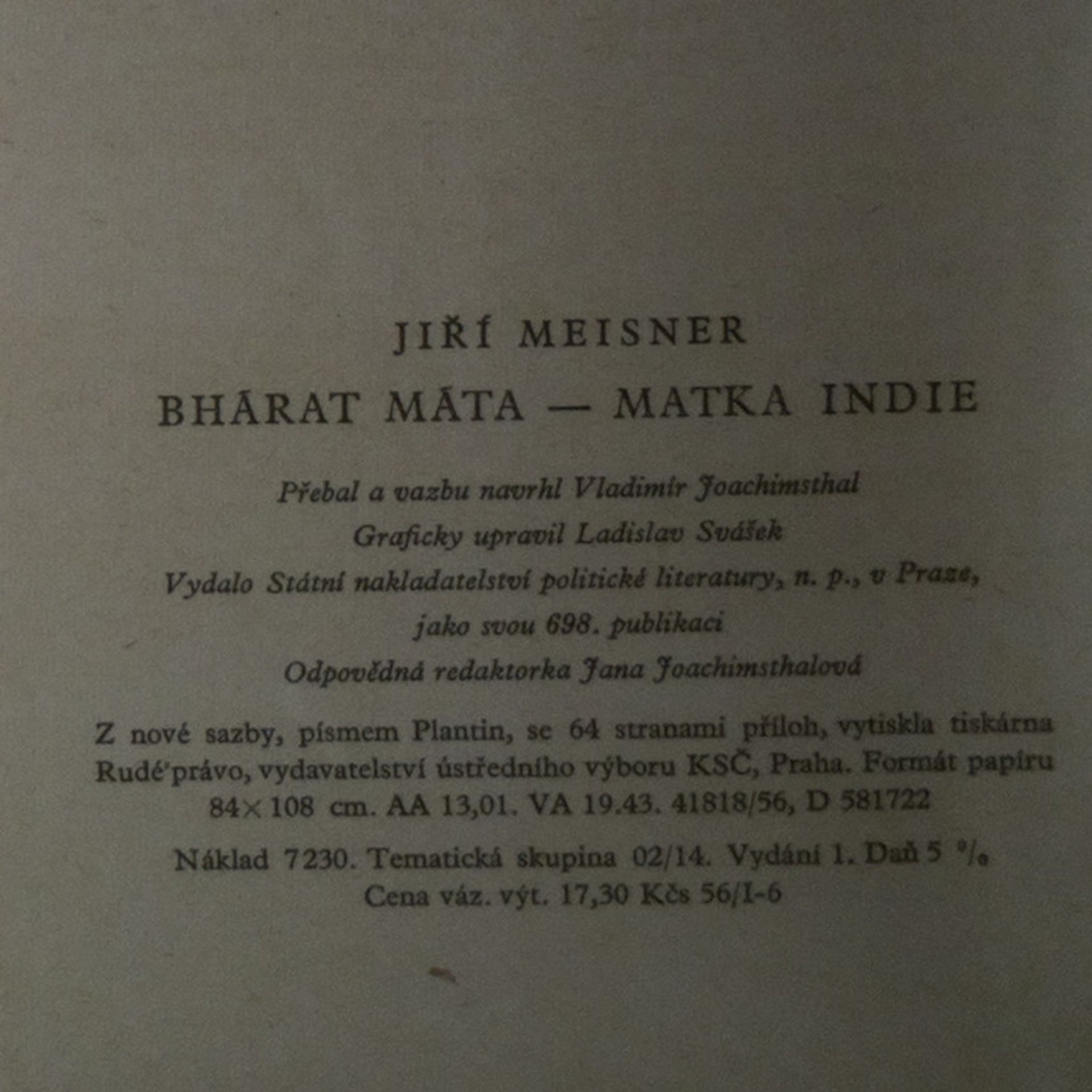 Jiří Meisner Bhárat máta. Matka Indie
