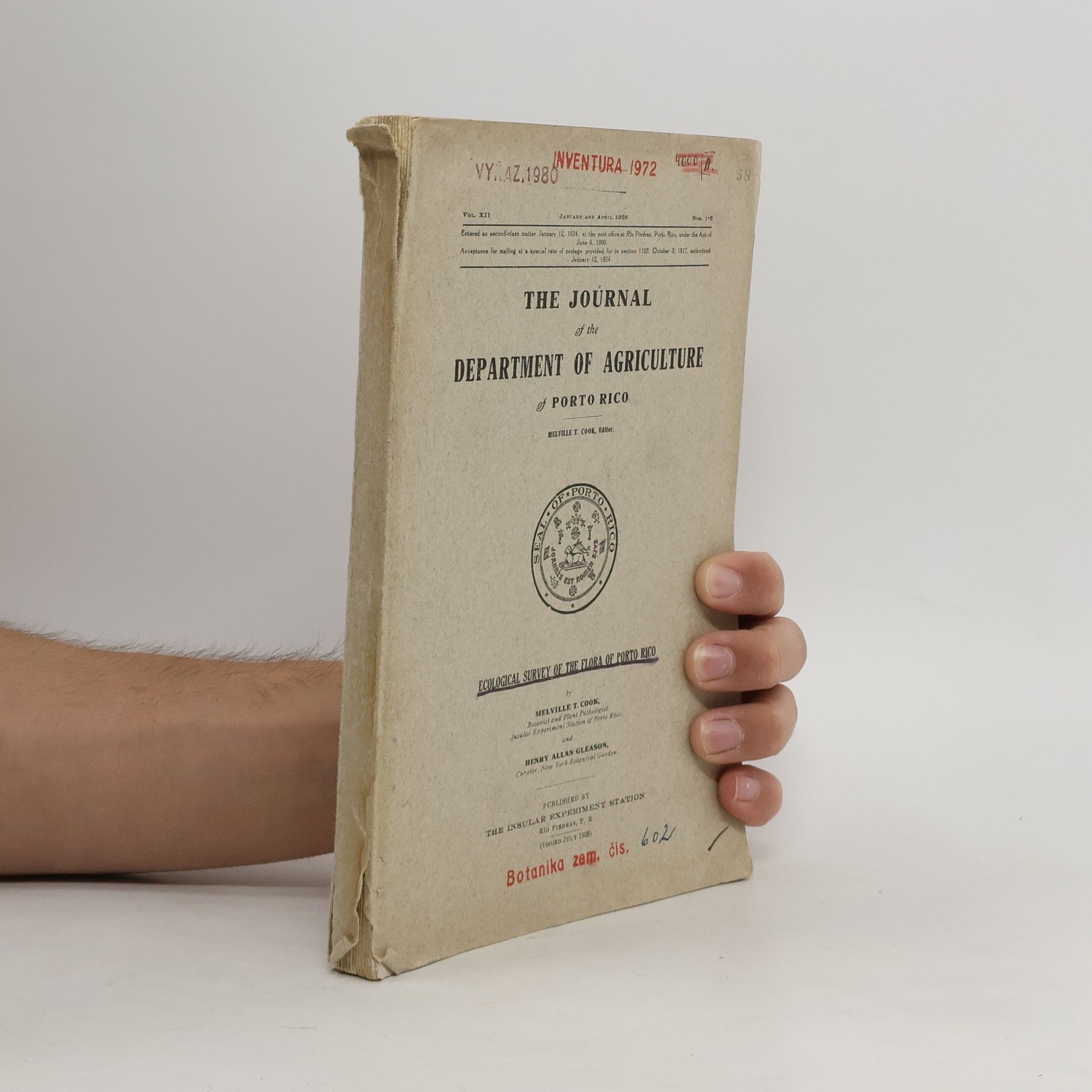 Melville T. Cook The Journal of the Department of Agriculture of Porto Rico