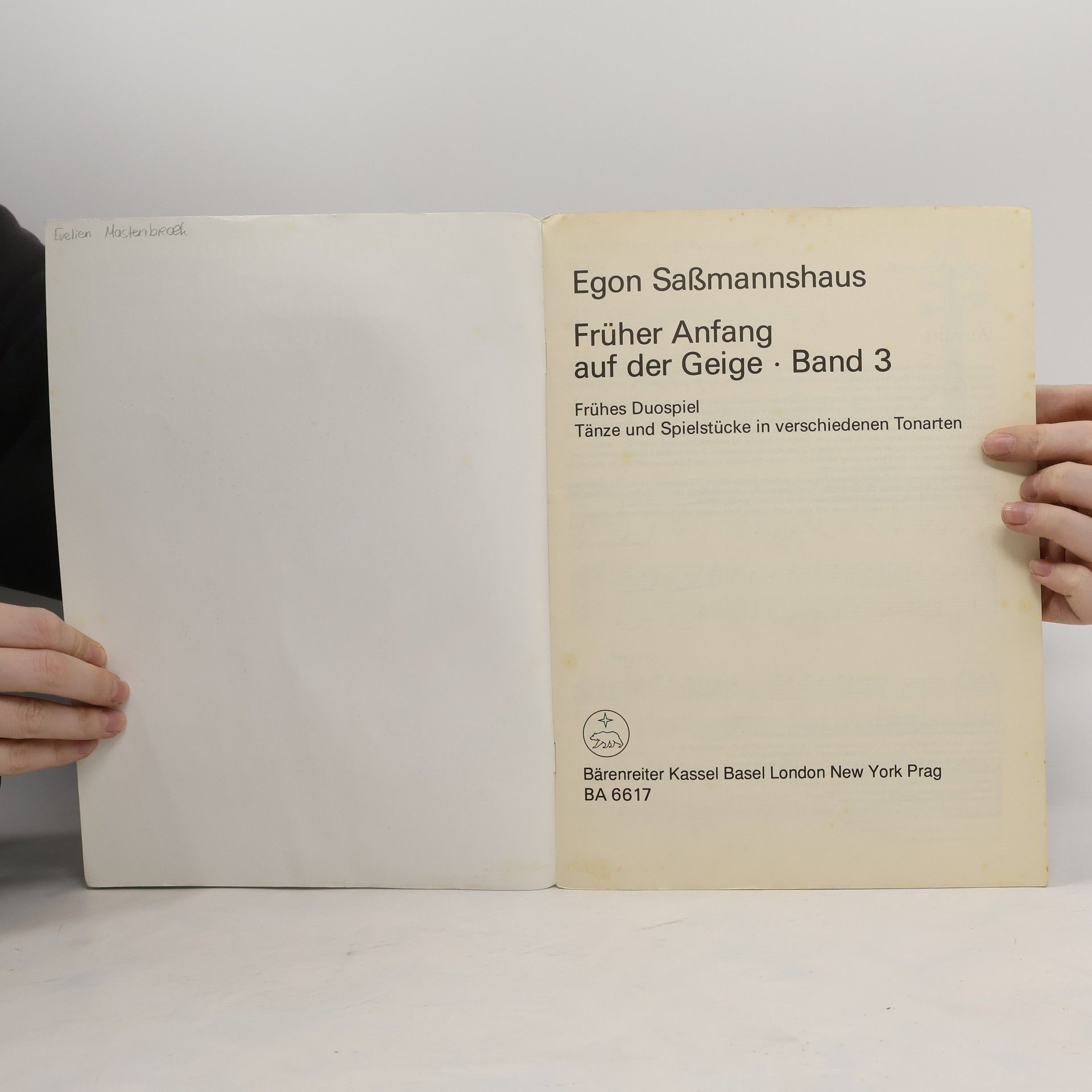 Egon Saßmannshaus Früher Anfang auf der Geige - 3: Früher Anfang 3 Frühes Duospiel. Violine