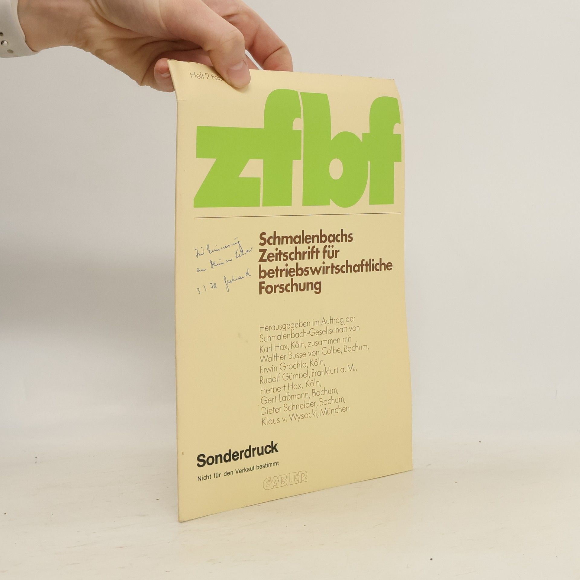 AA.VV. Schmalenbachs Zeitschrift für betriebswirtschaftliche Forschung