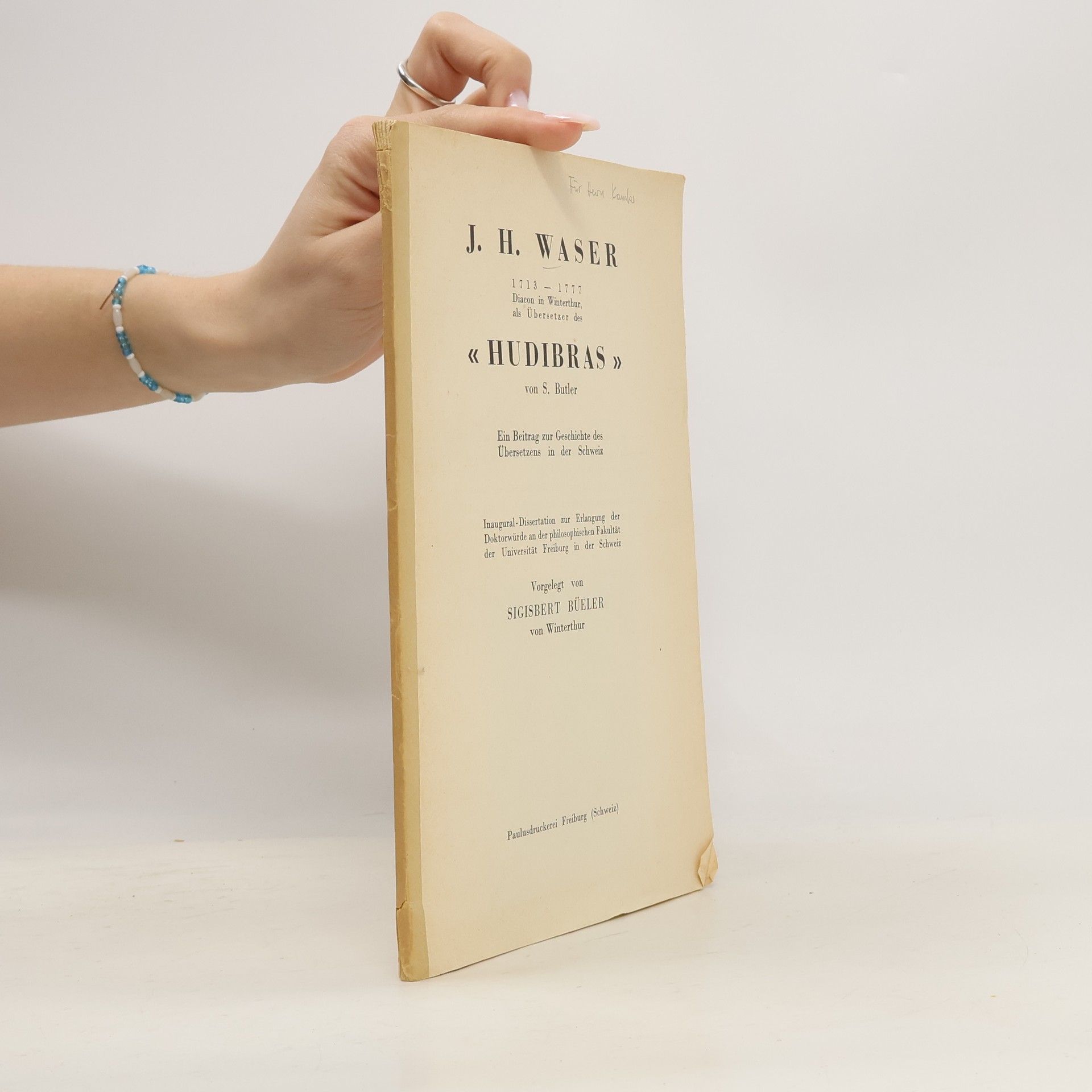 Sigisbert Büeler J.H. Waser. Hudibras
