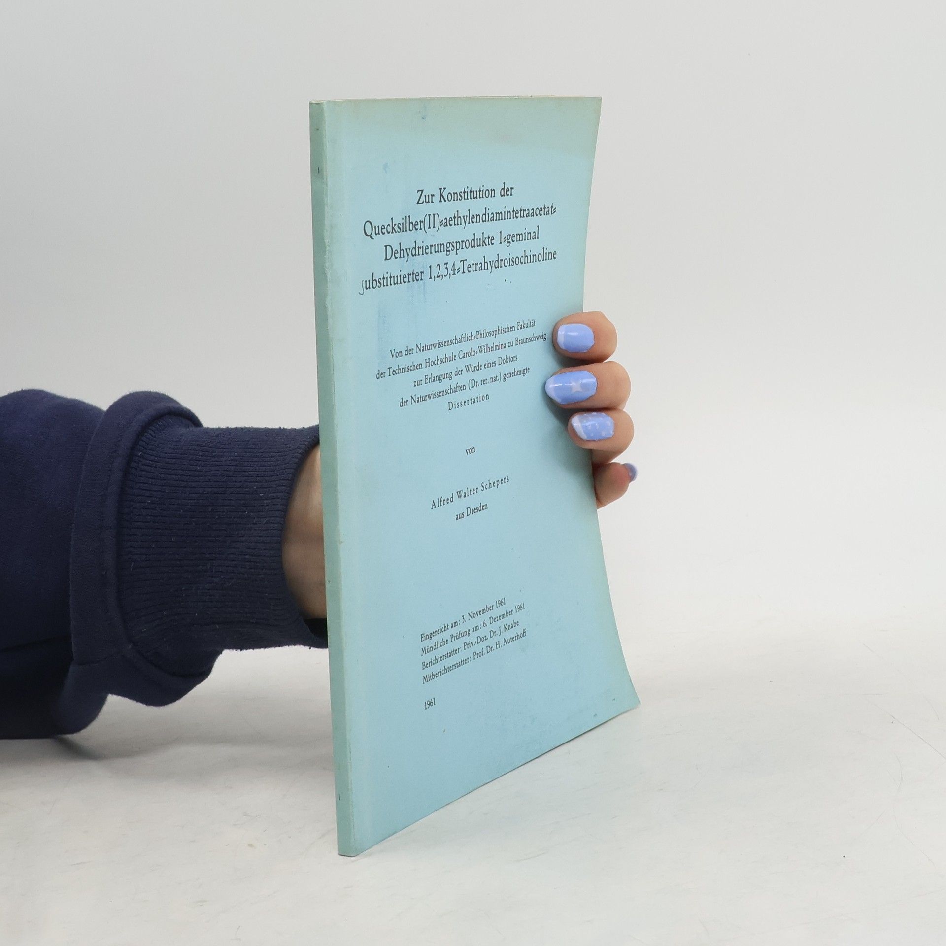 Alfred Walter Schepers Zur Konstitution der Quecksilber(II)-aethylendiamintetraacetat Dehydrierungsprodukte 1-geminal Substituierter 1,2,3,4-Tetrahydroisochinoline