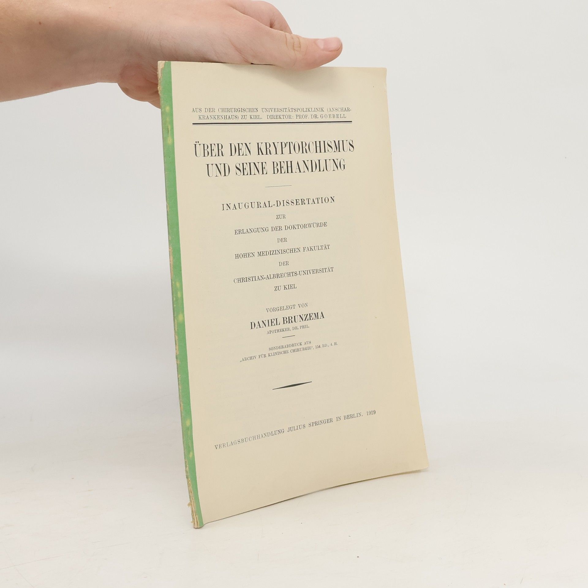 Daniel Brunzema Über den Kryptorchismus und seine Behandlung