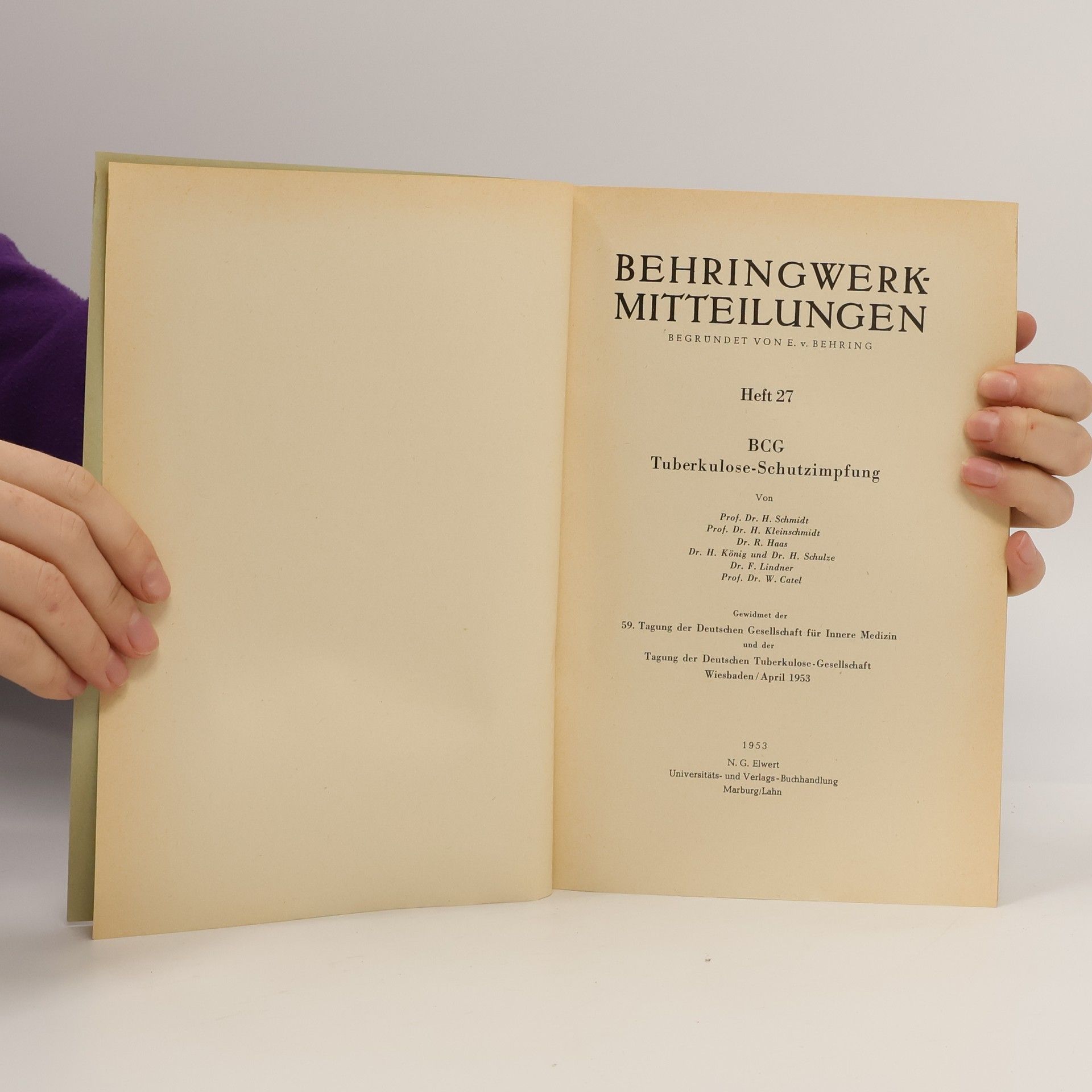 Various authors Behringwerk-Mitteilungen Heft 27