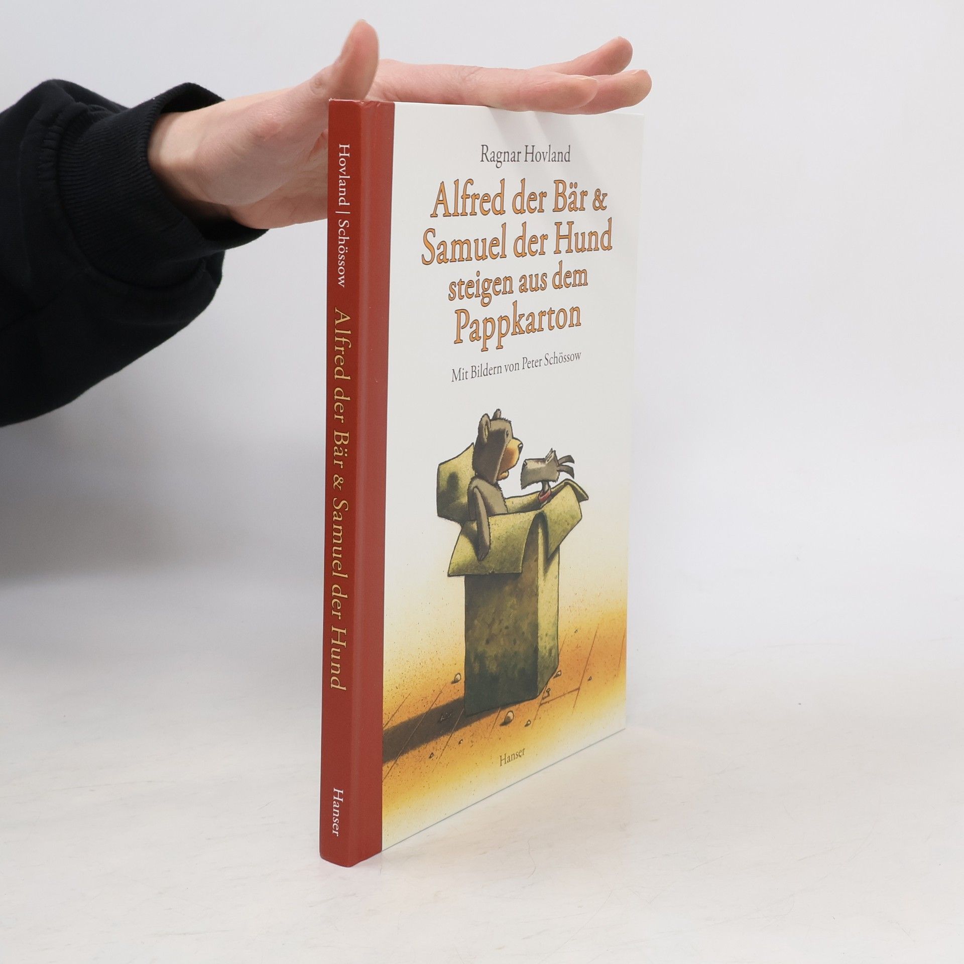 Ragnar Hovland Alfred der Bär und Samuel der Hund steigen aus dem Pappkarton