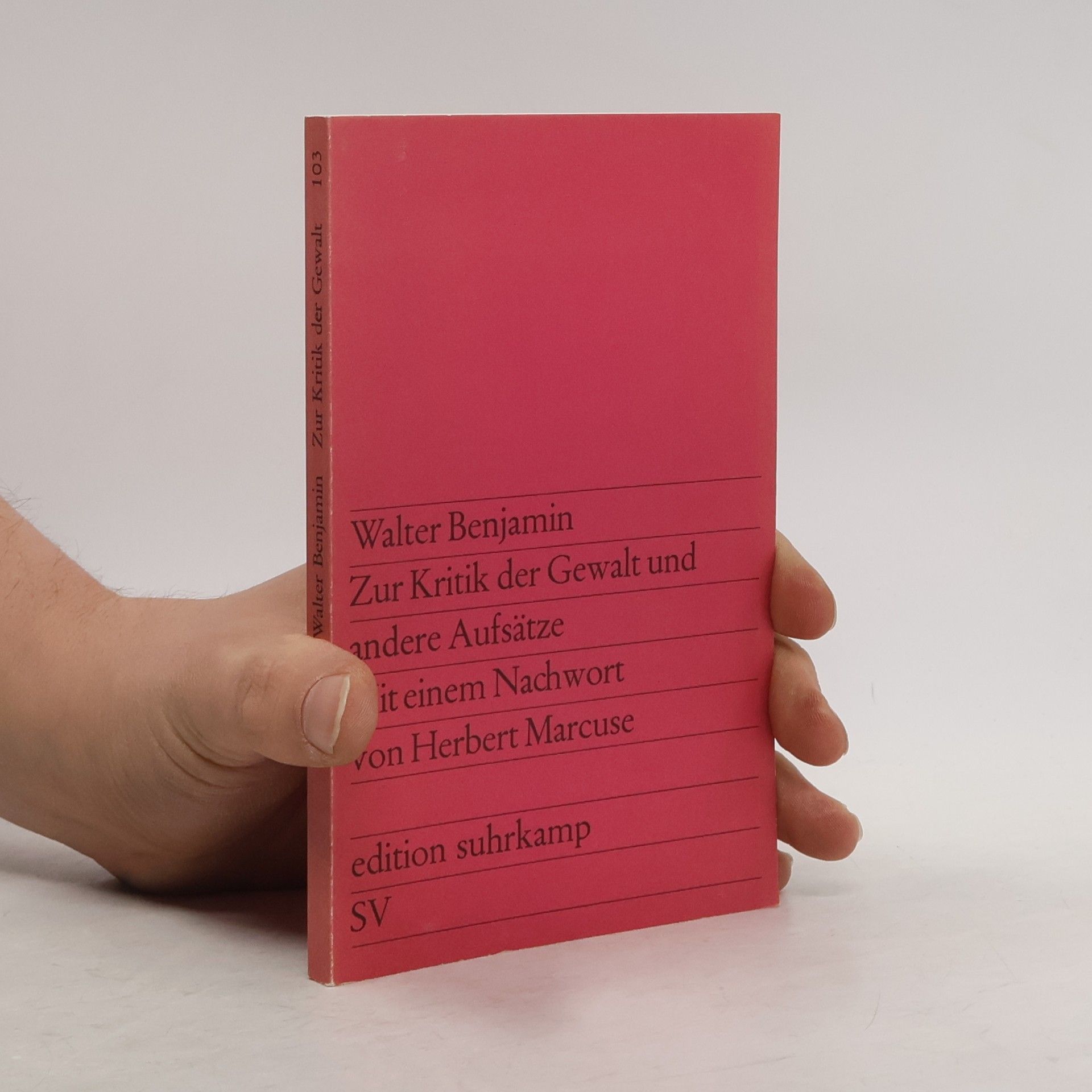 Walter Benjamin Zur Kritik der Gewalt und andere Aufsätze