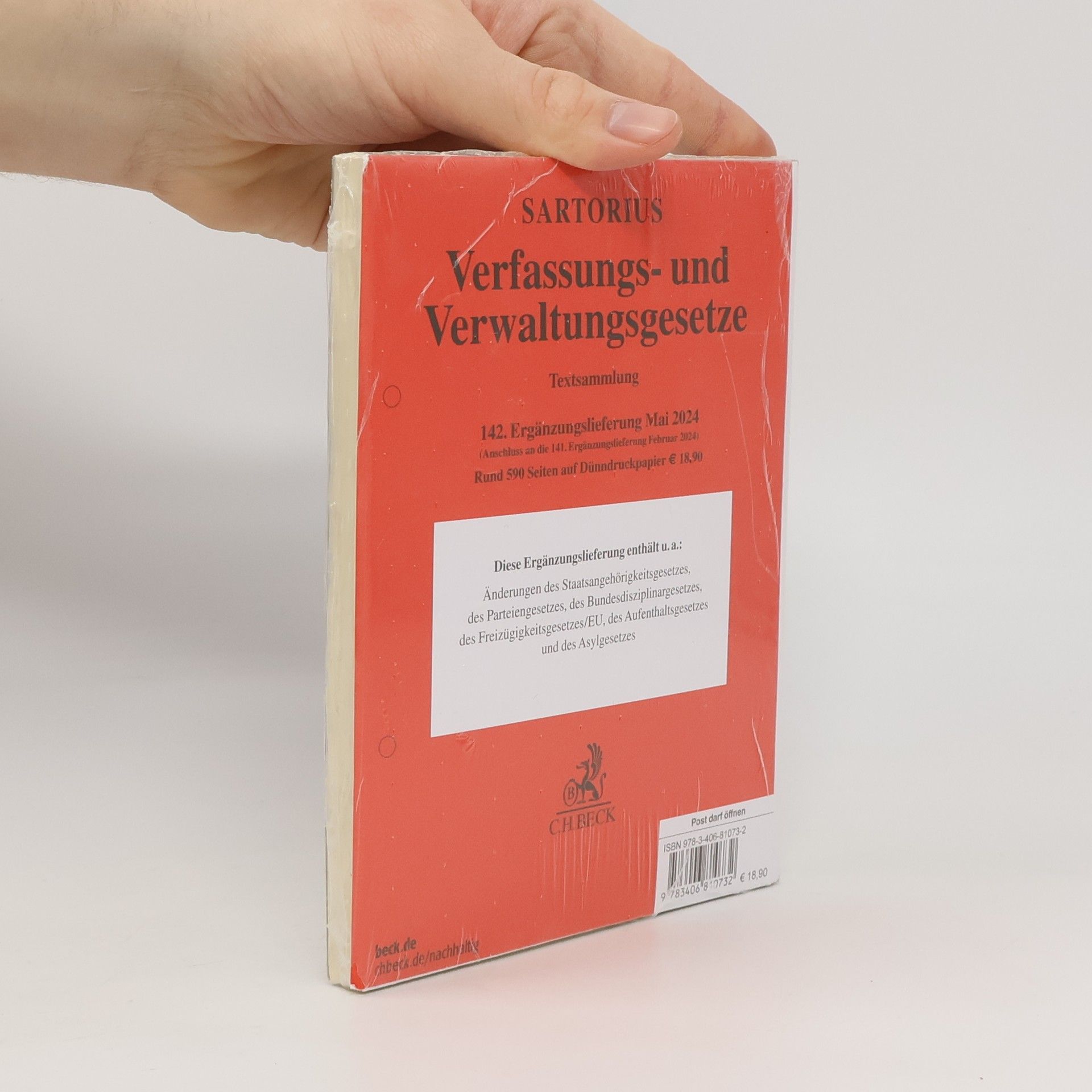 C. H. Beck Verfassungs- und Verwaltungsgesetze 142. Ergänzungslieferung