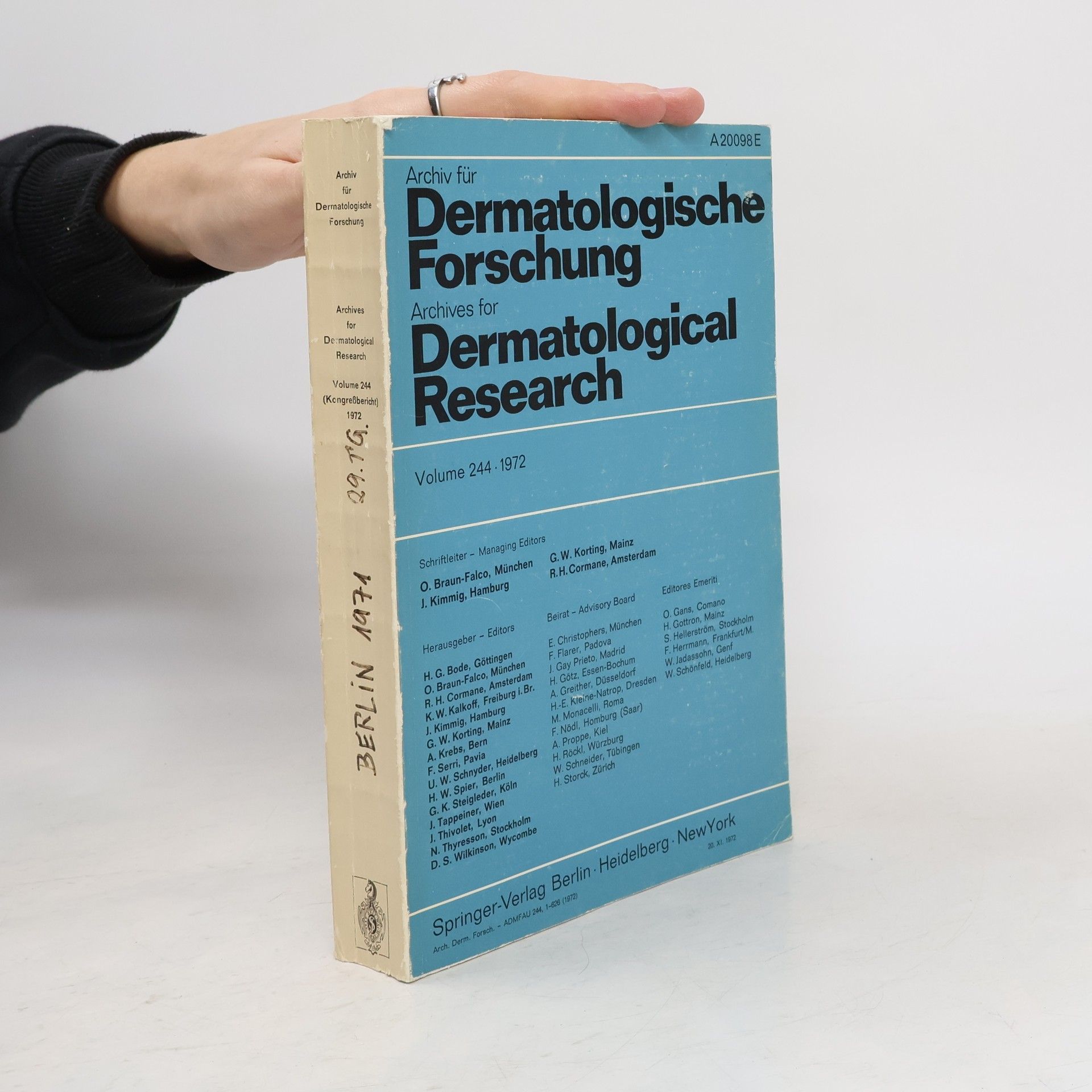 Kolektiv autorů Archiv für Dermatologische Forschung. Volume 244