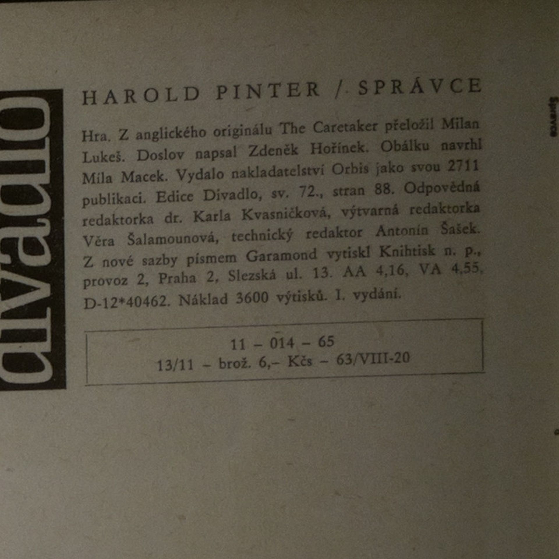 Harold Pinter Správce