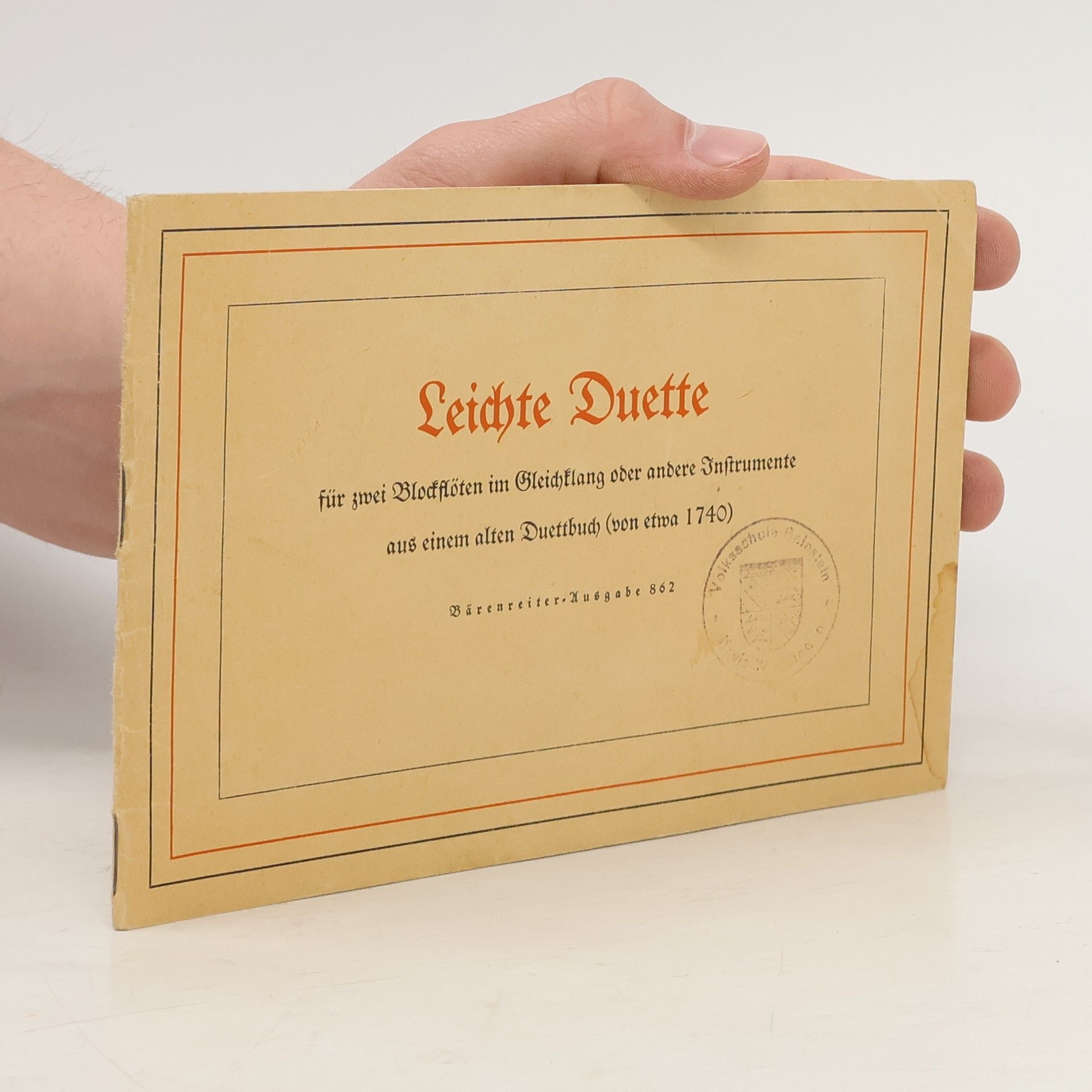 Erich Doflein Leichte duette für zwei Blockflöten im Gleichklang oder andere Instrumente aus einem alten Duettbuch (von etwa 1740)