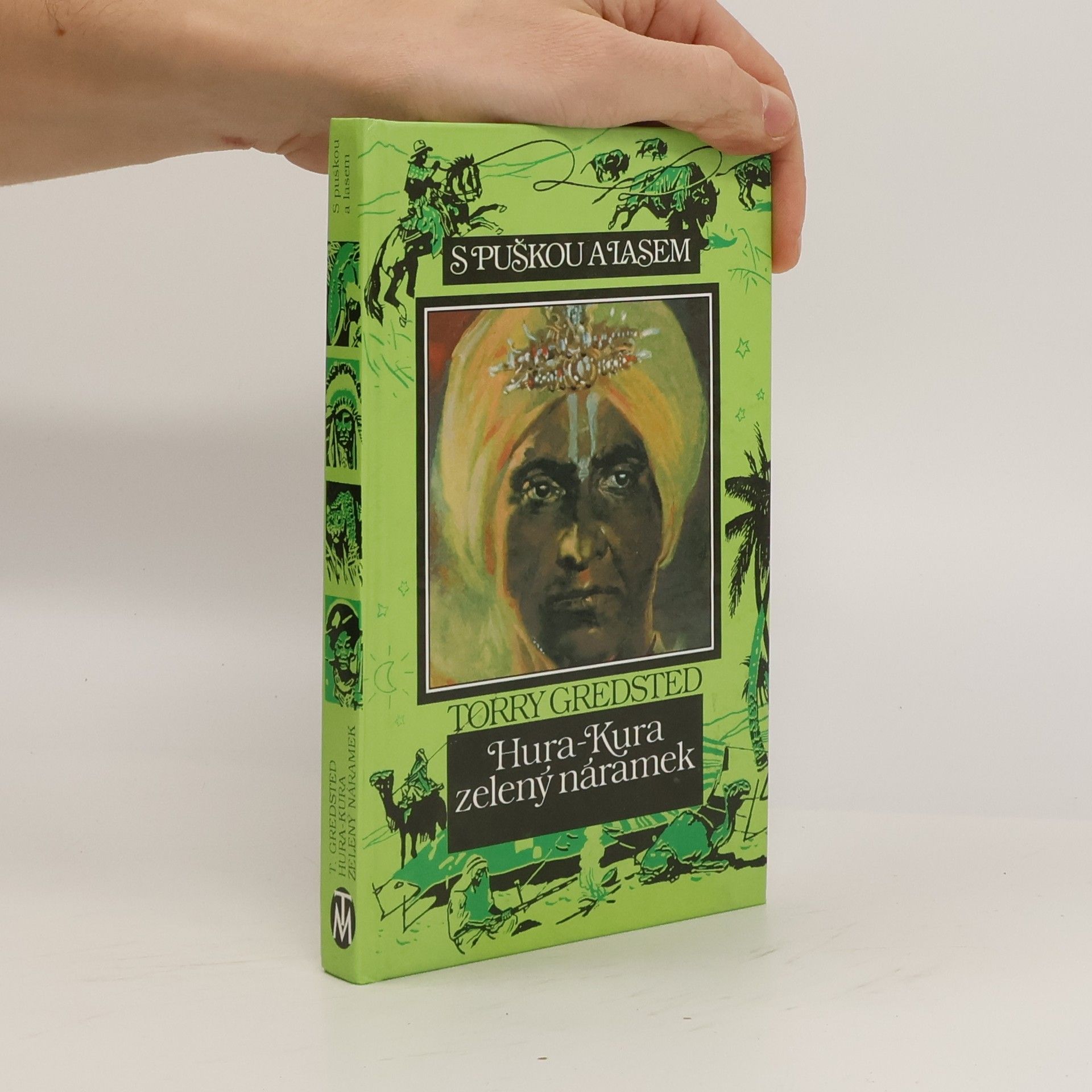 Hura-Kura zelený náramek. S puškou a lasem