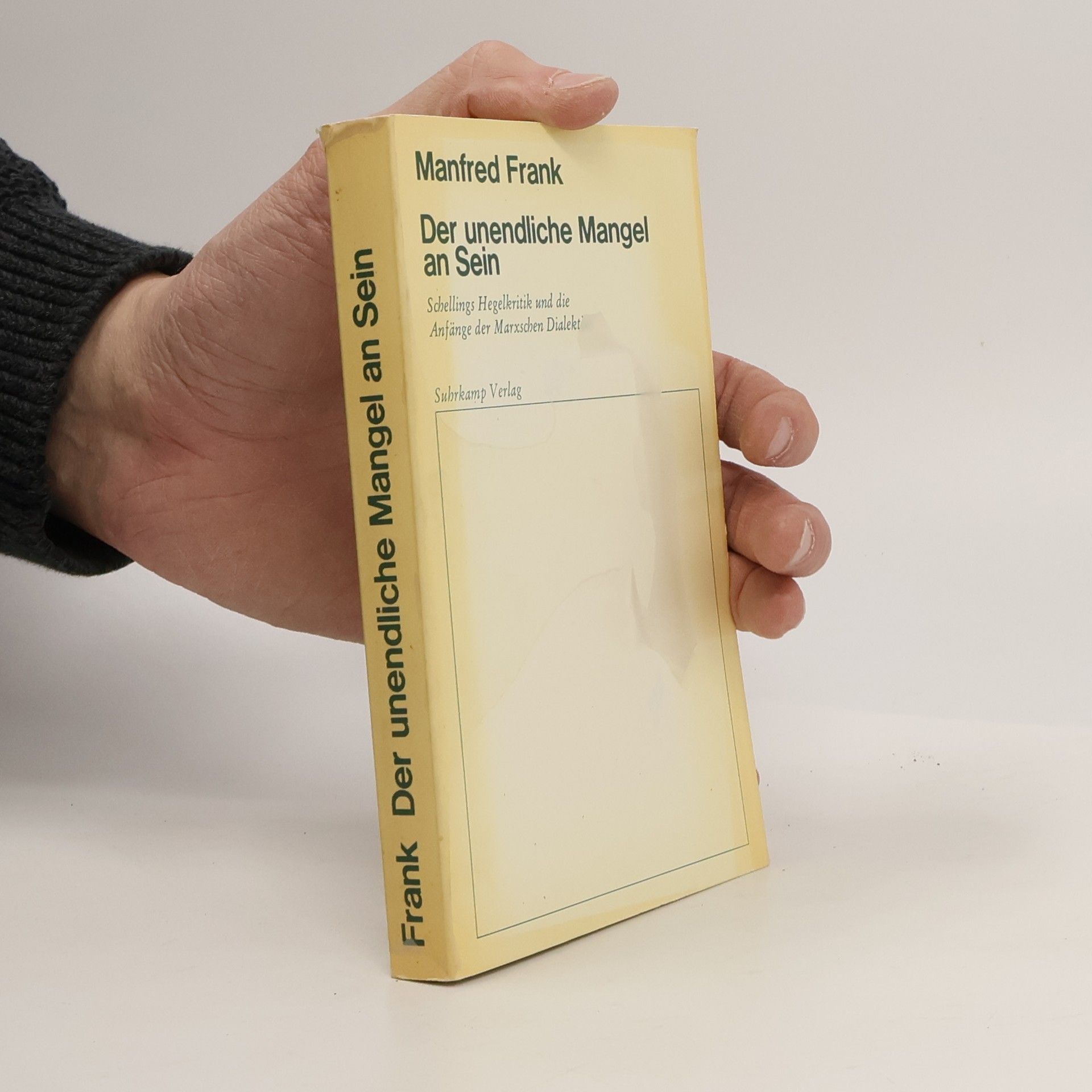 Manfred Frank Der unendliche Mangel an Sein