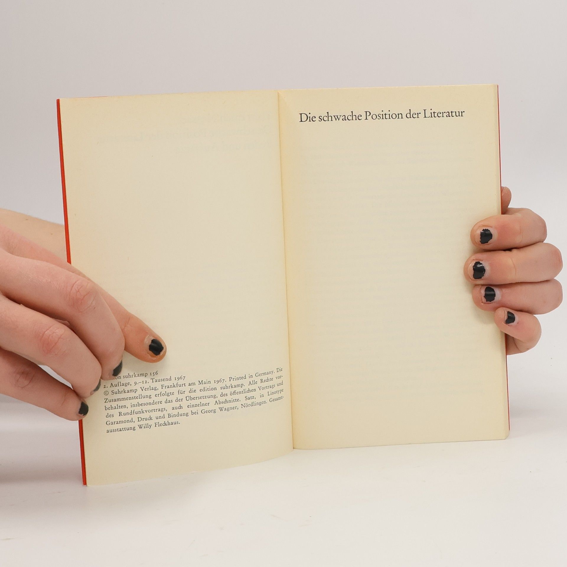 Hans Erich Nossack Die schwache Position der Literatur
