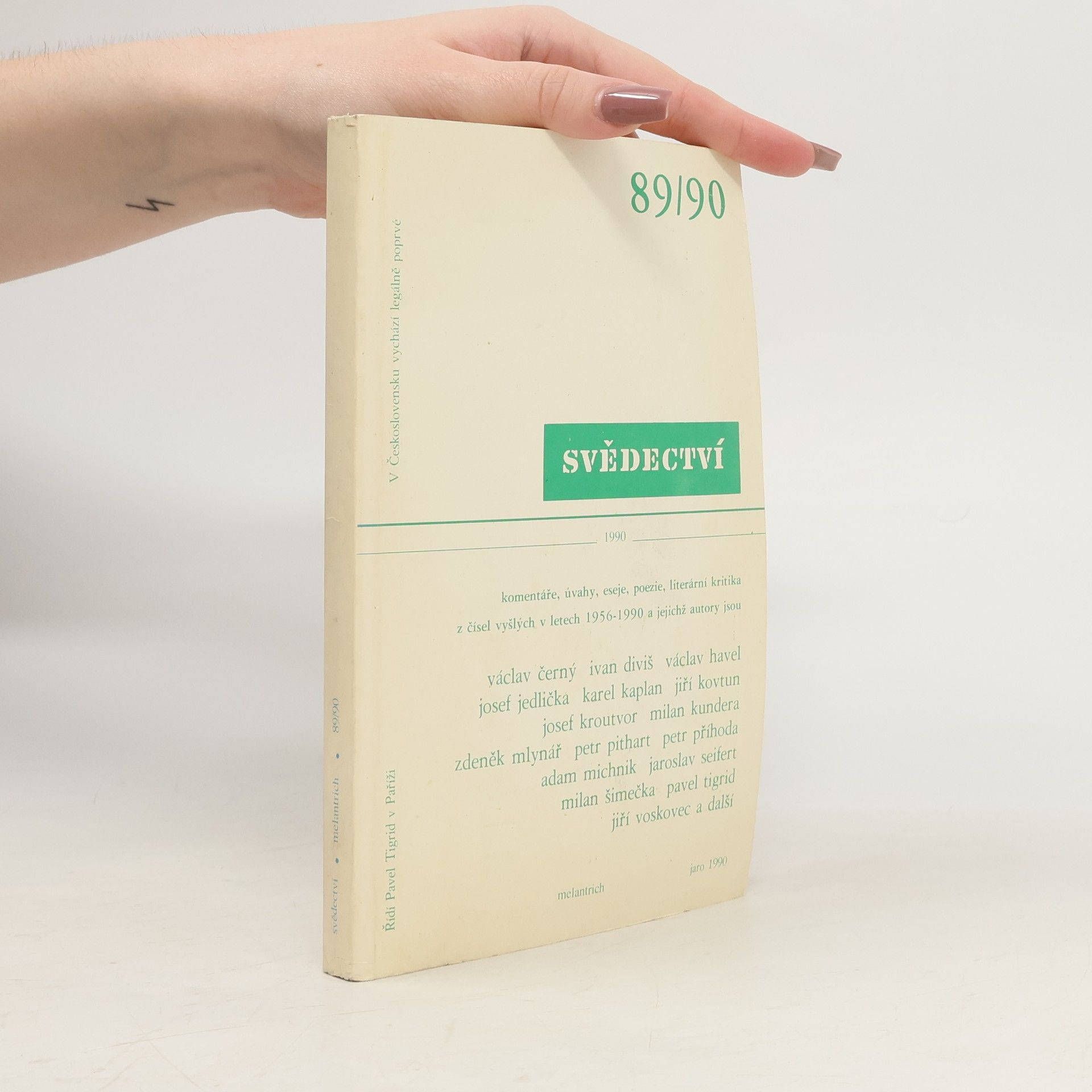 Pavel Tigrid Svědectví. Čtvrtletník pro politiku a kulturu. Jaro 1990.