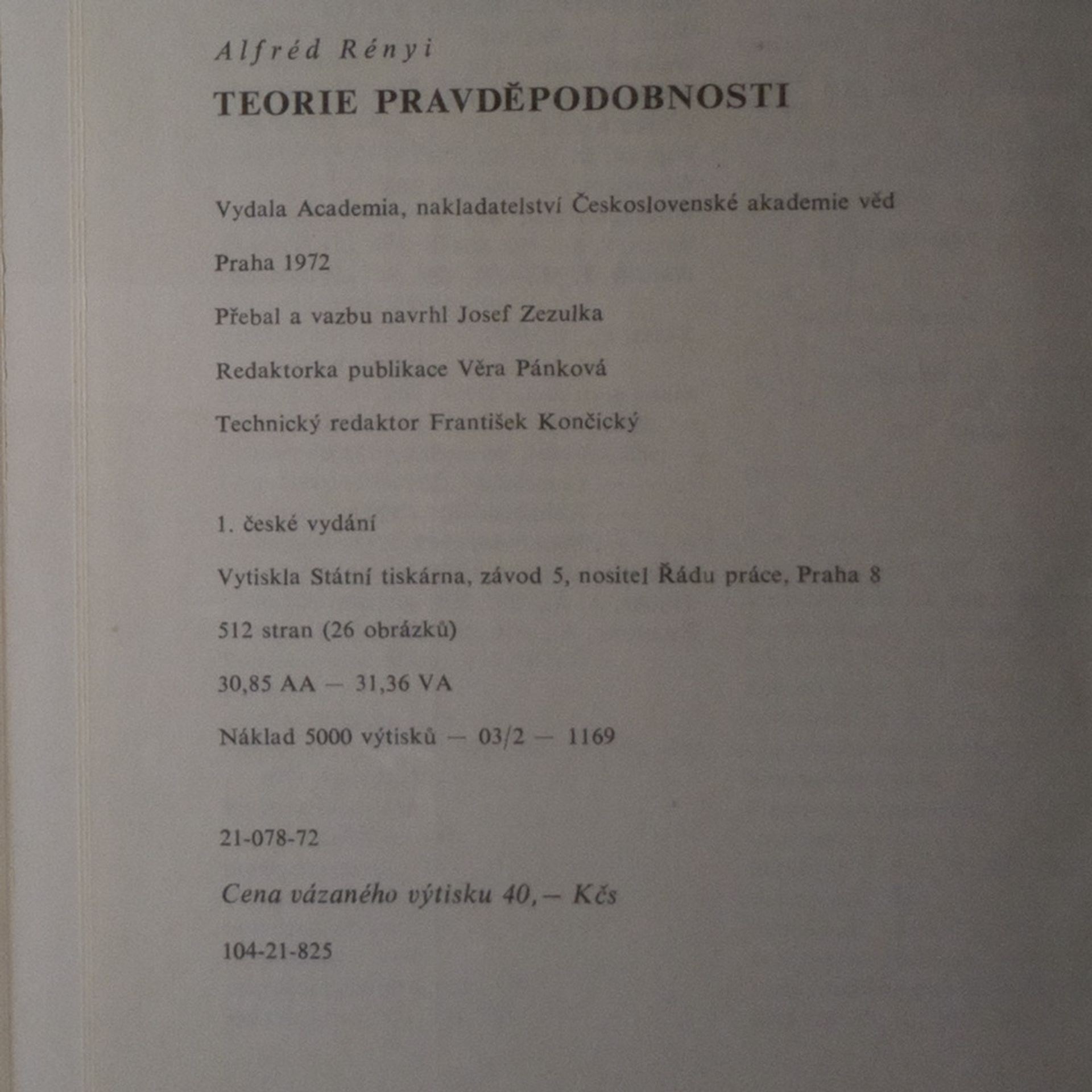 Alfréd Rényi Teorie pravděpodobnosti
