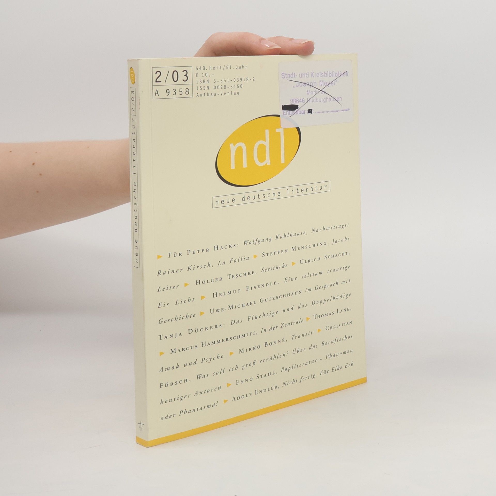 Peter Hacks Neue deutsche Literatur 2/03