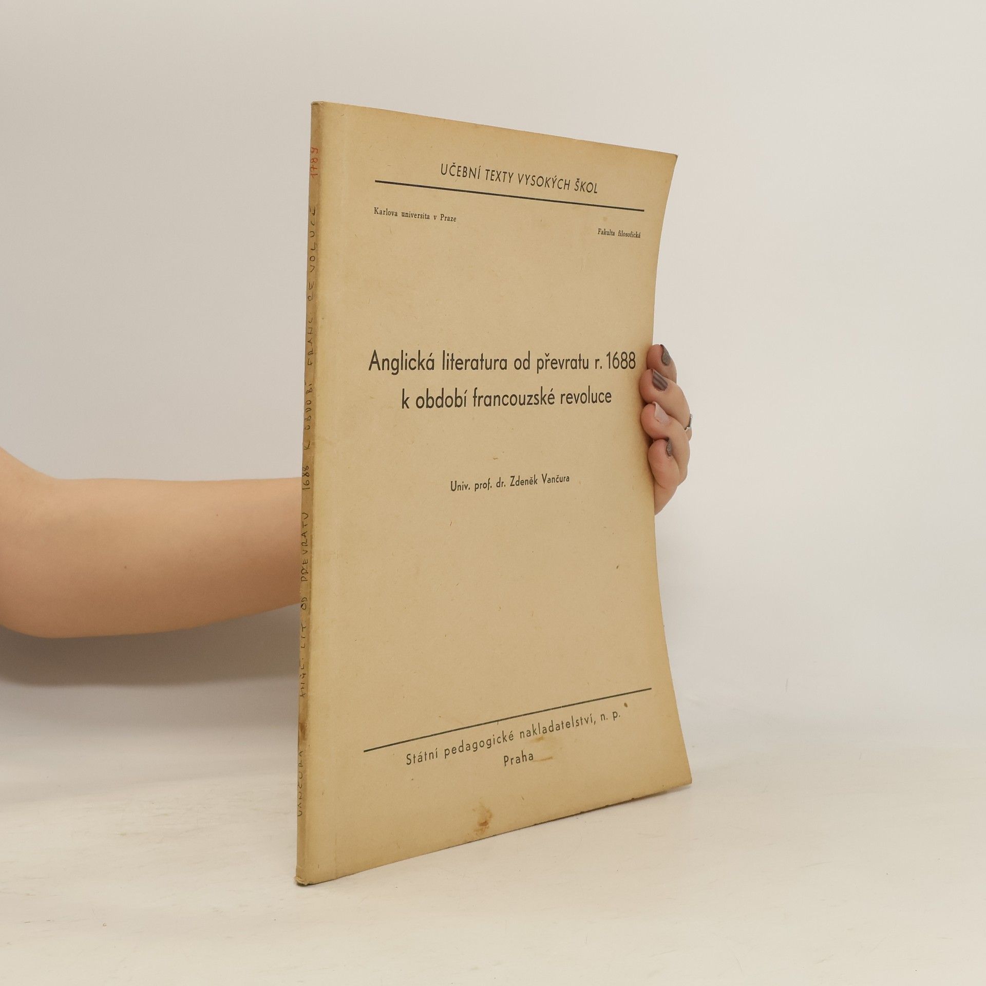 Zdeněk Vančura Anglická literatura od převratu r. 1688 k období francouzské revoluce