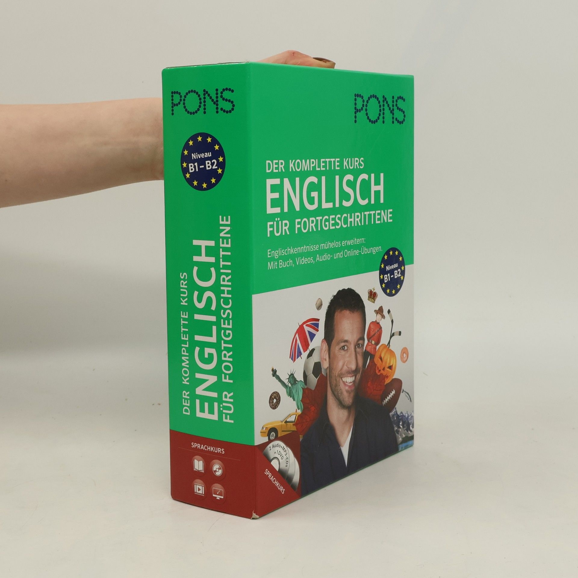Kolektiv autorů PONS Der komplette Kurs Englisch für Fortgeschrittene. Englischkenntnisse mühelos erweitern: Mit Buch, Videos, Audio- und Online-Übungen. Niveau B1-B2. Sprachkurs