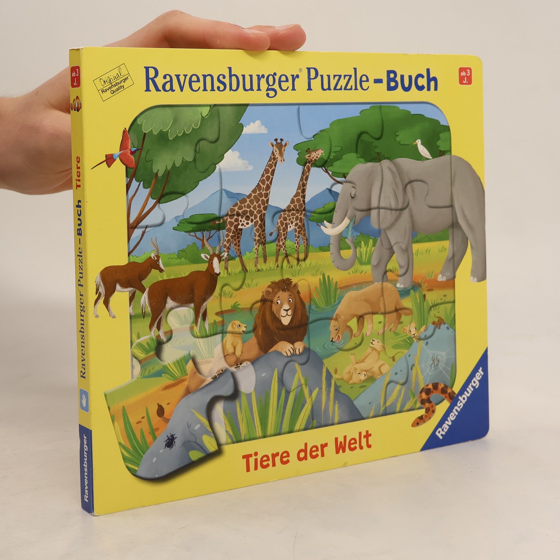 Steffi Korda Ravensburger Puzzle-Buch: Tiere der Welt - Kinderbuch ab 3 Jahren, Puzzle mit 12 Teilen, Spielbuch, Wimmelbuch, Pappbilderbuch