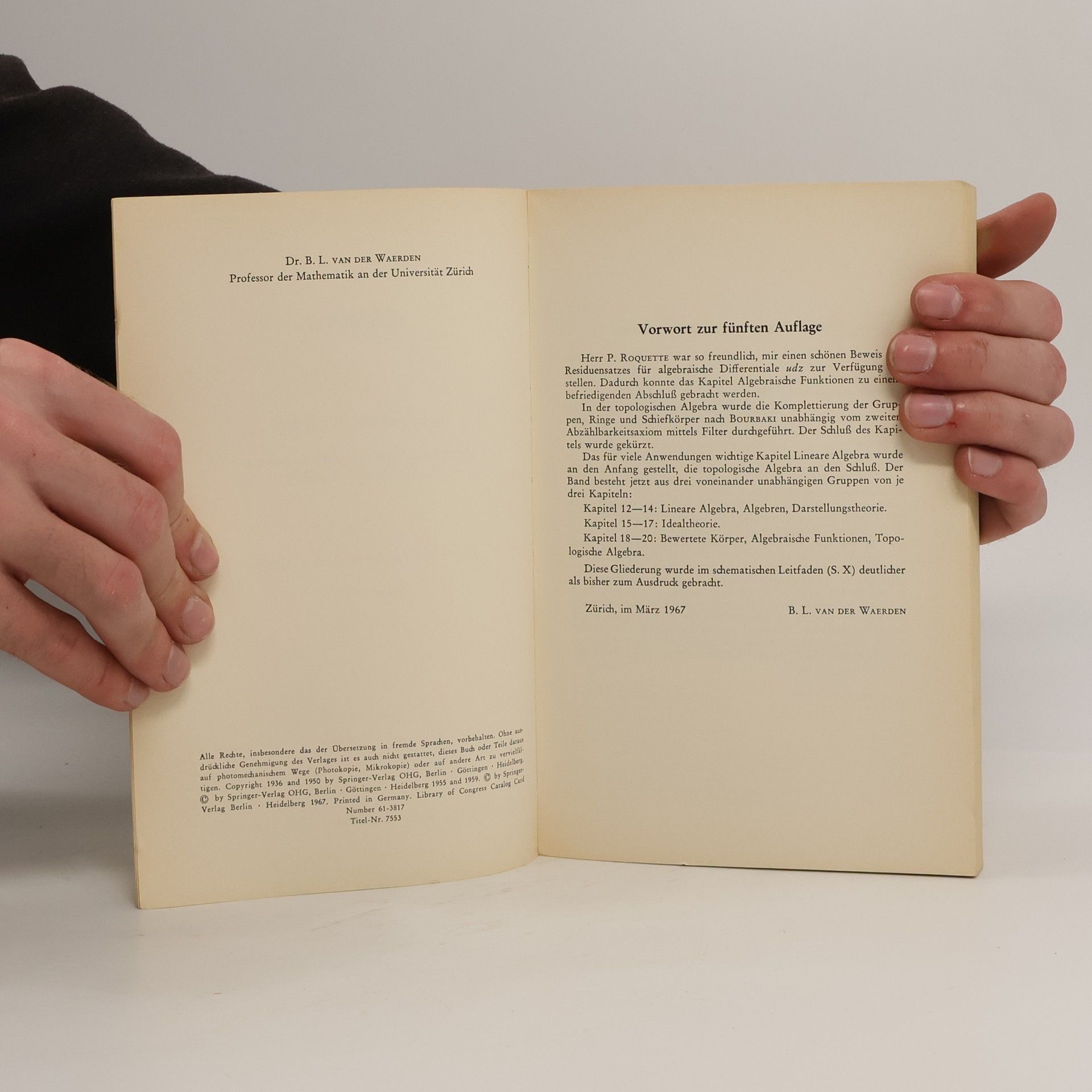 Bartel Leendert van der Waerden Heidelberger Taschenbücher. Algebra